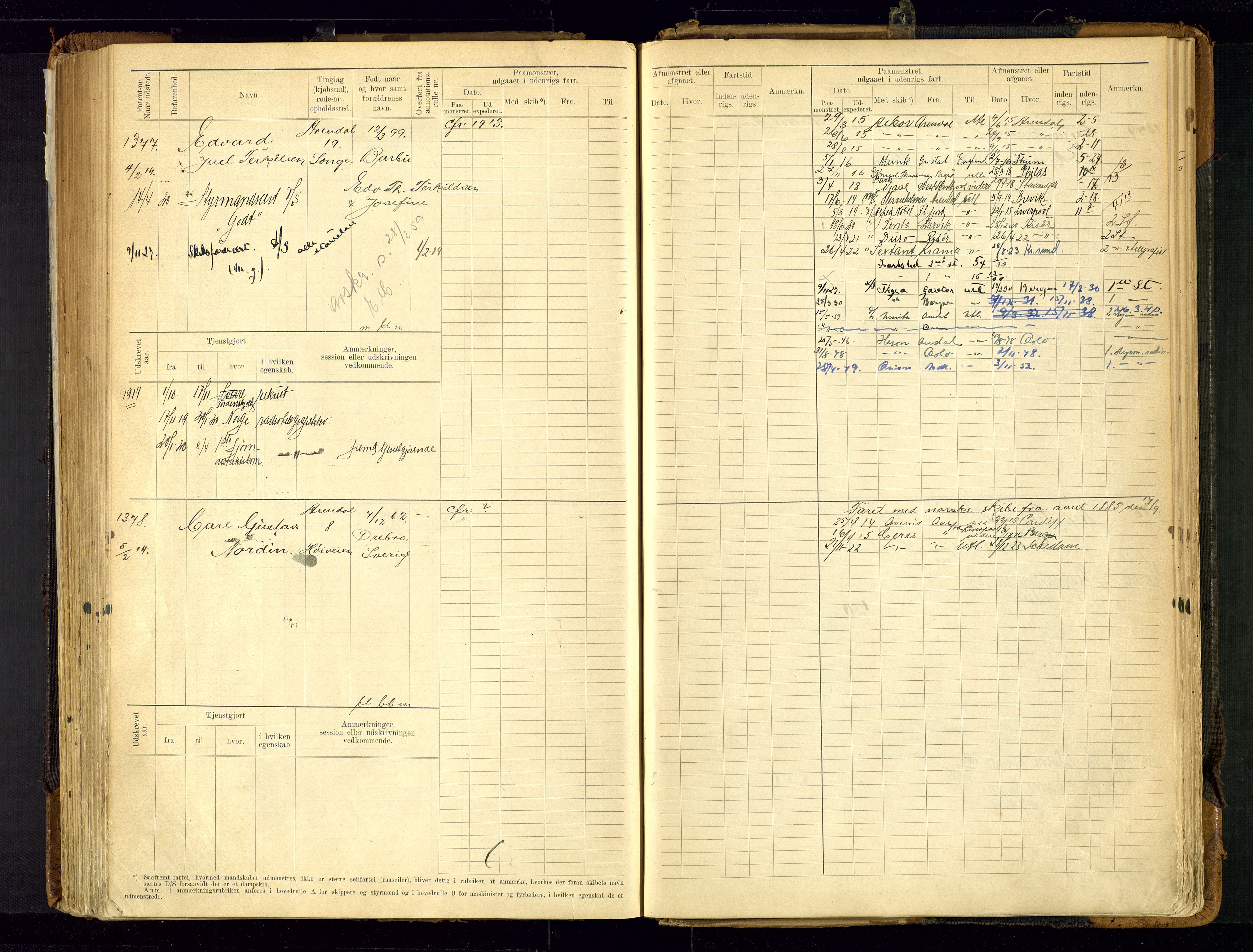 Arendal mønstringskrets, SAK/2031-0012/F/Fb/L0021: Hovedrulle A nr 969-1465, S-19, 1910-1914, p. 209