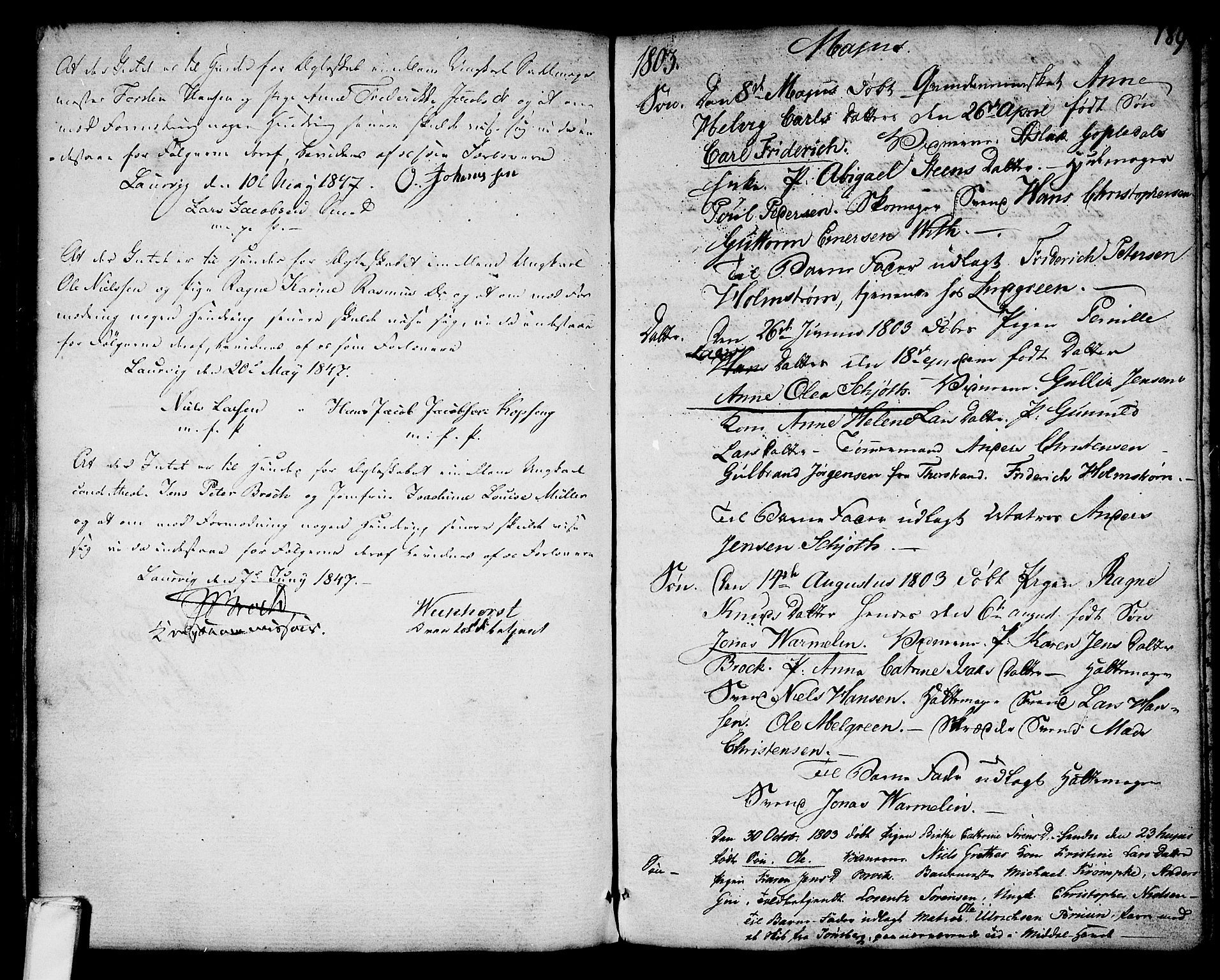 Larvik kirkebøker, SAKO/A-352/G/Ga/L0001: Parish register (copy) no. I 1, 1785-1807, p. 189