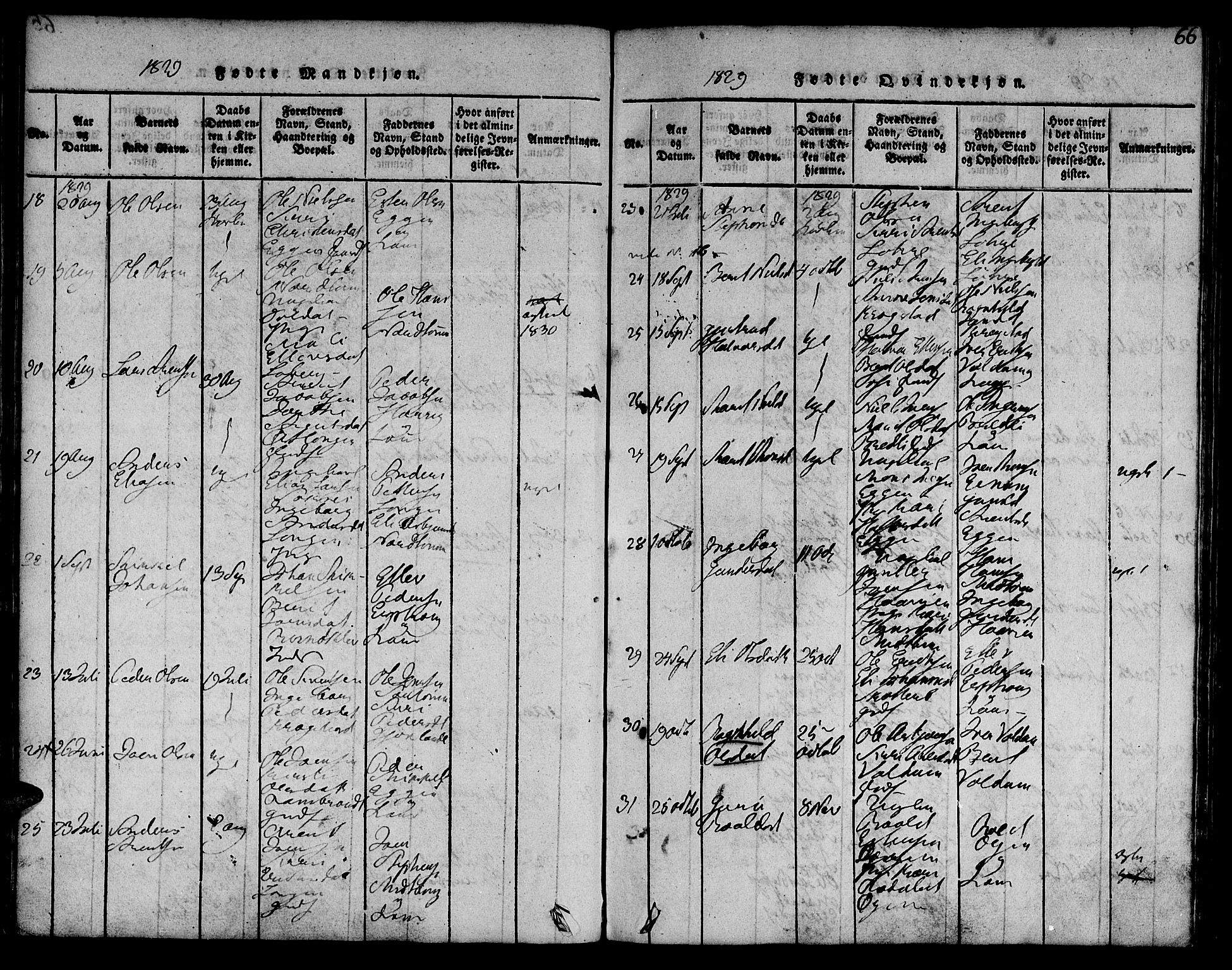 Ministerialprotokoller, klokkerbøker og fødselsregistre - Sør-Trøndelag, SAT/A-1456/692/L1102: Parish register (official) no. 692A02, 1816-1842, p. 66
