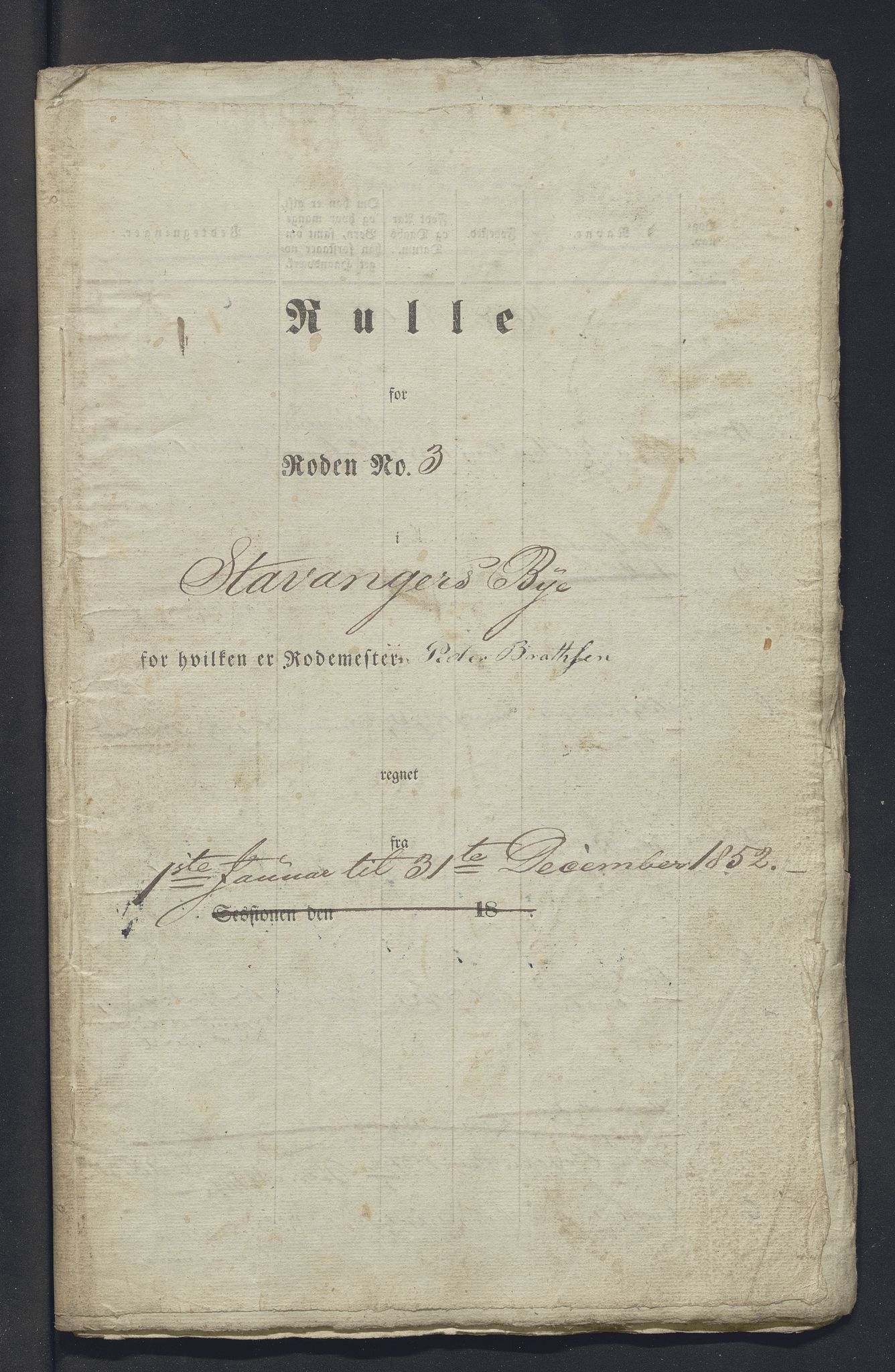 Innrulleringssjefen i Bergen, Avd. III. Bergen og Stavanger 1805-1850, SAB/A-100467/H/Ha/L0009: Mannskapsruller, 1851-1852, p. 280