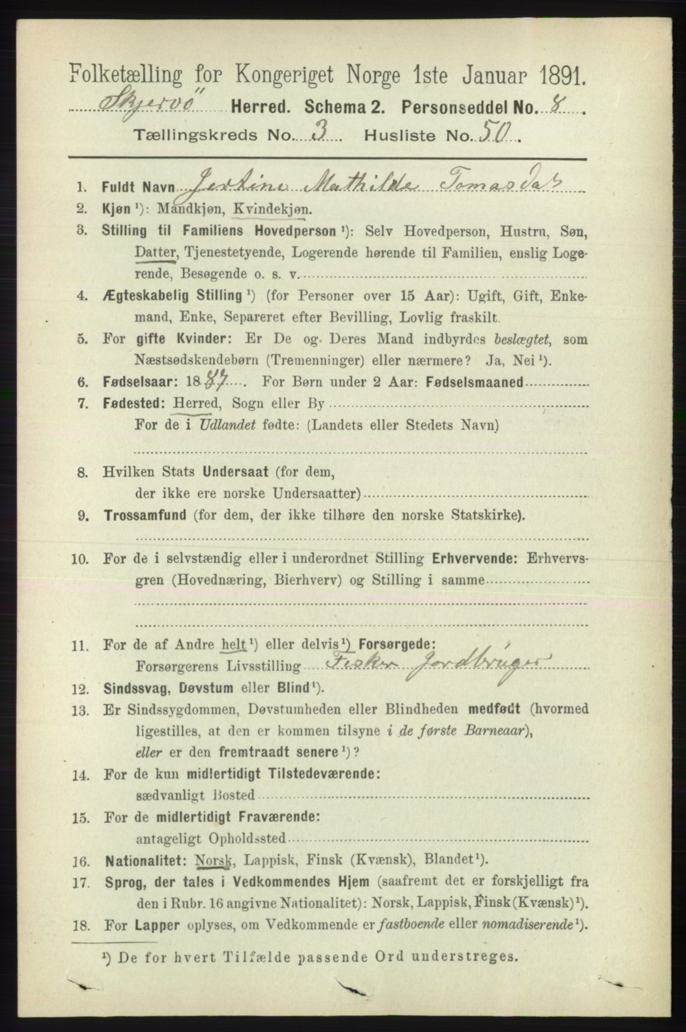 RA, 1891 census for 1941 Skjervøy, 1891, p. 2214
