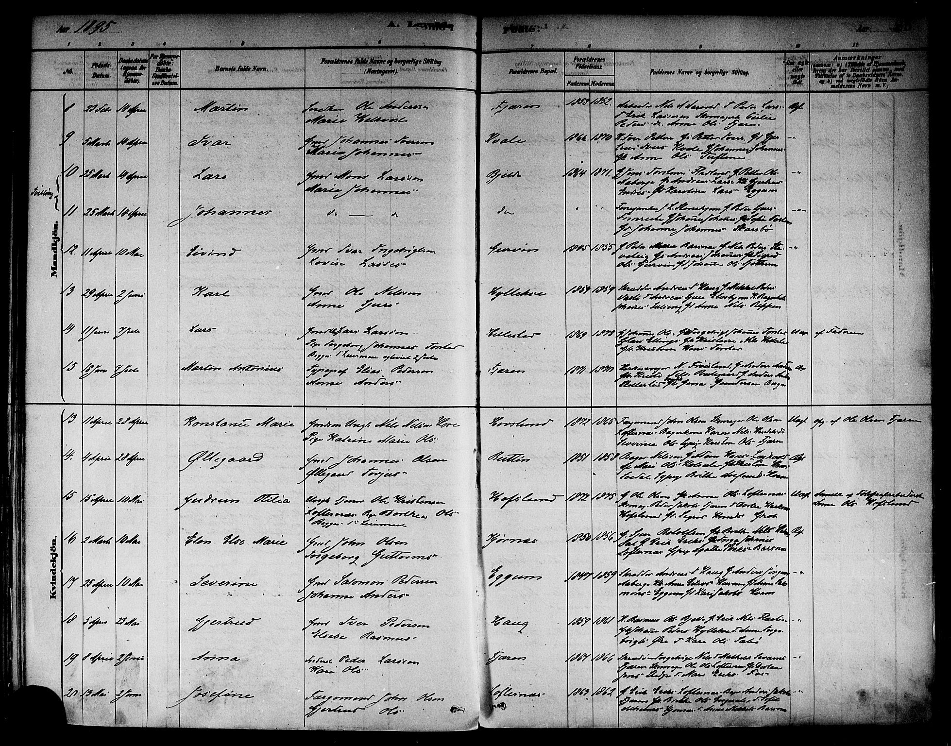 Sogndal sokneprestembete, AV/SAB-A-81301/H/Haa/Haab/L0001: Parish register (official) no. B 1, 1878-1899, p. 85