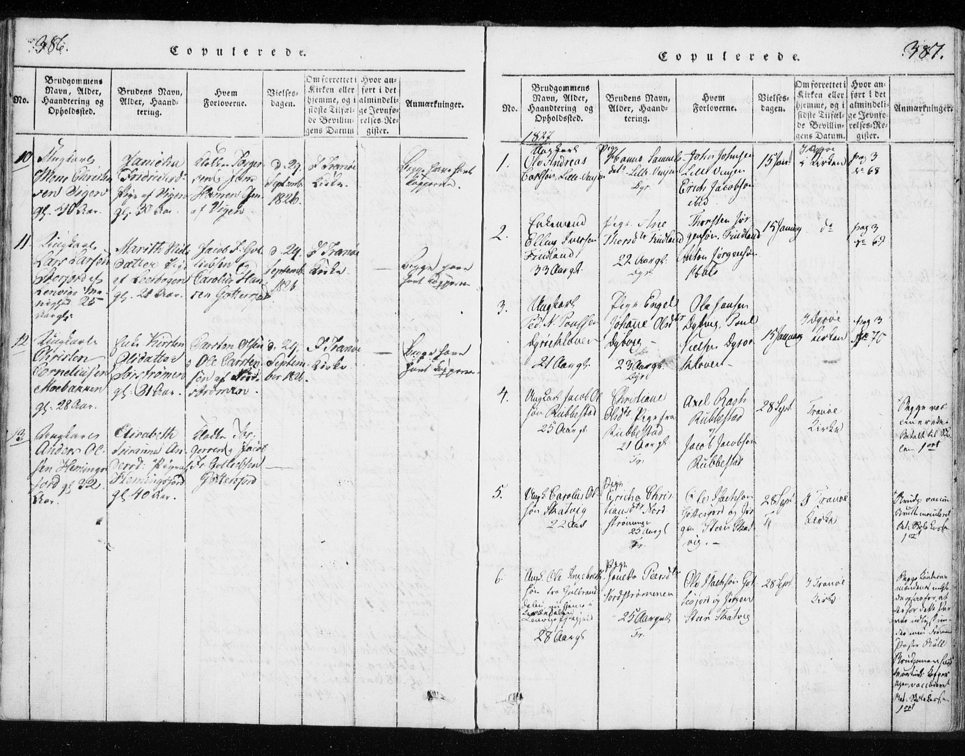 Tranøy sokneprestkontor, SATØ/S-1313/I/Ia/Iaa/L0004kirke: Parish register (official) no. 4, 1820-1829, p. 386-387