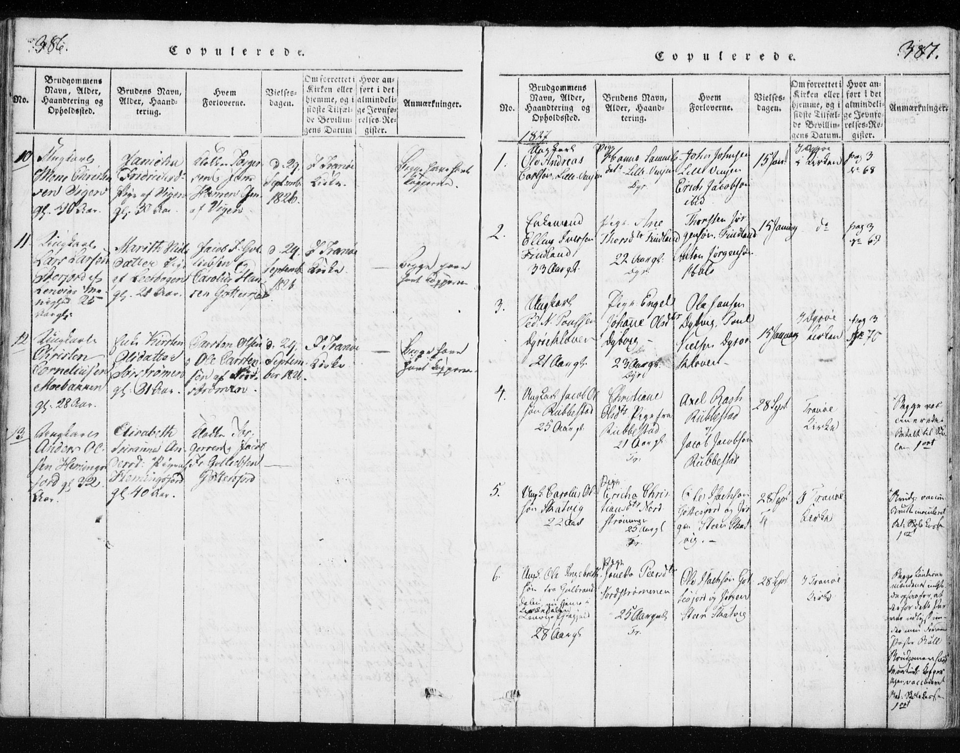 Tranøy sokneprestkontor, AV/SATØ-S-1313/I/Ia/Iaa/L0004kirke: Parish register (official) no. 4, 1820-1829, p. 386-387