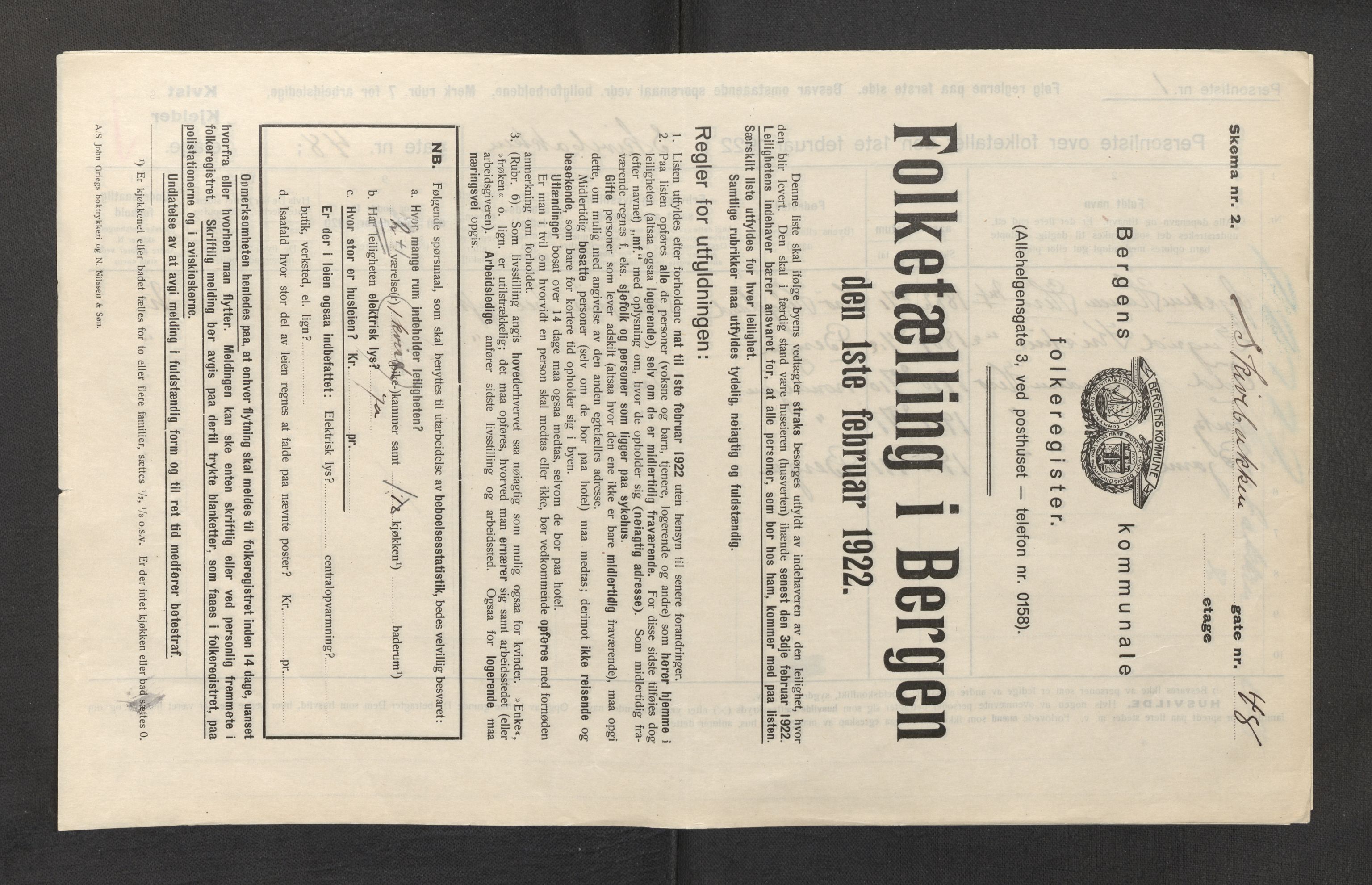 SAB, Municipal Census 1922 for Bergen, 1922, p. 37077