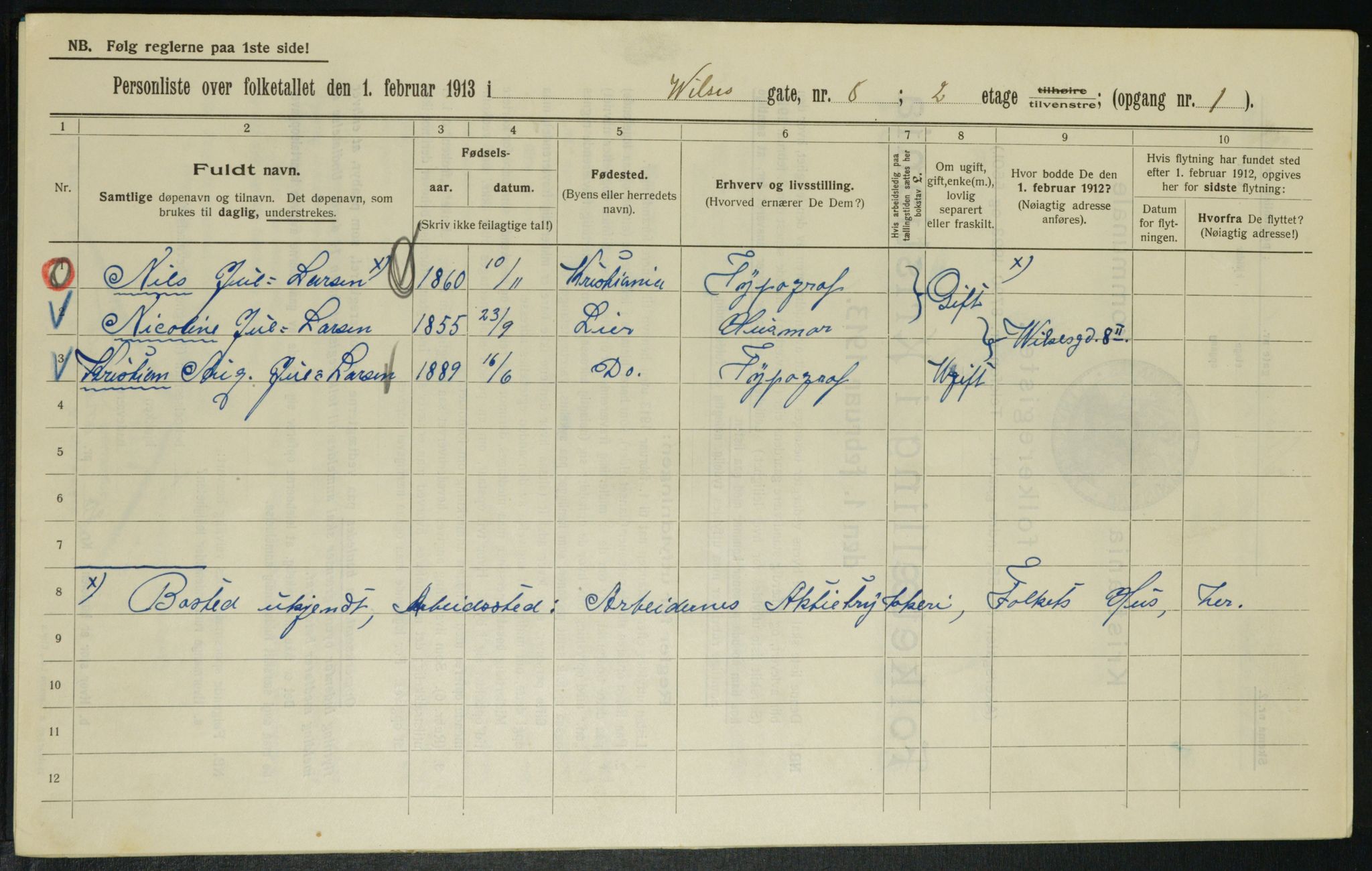 OBA, Municipal Census 1913 for Kristiania, 1913, p. 128360