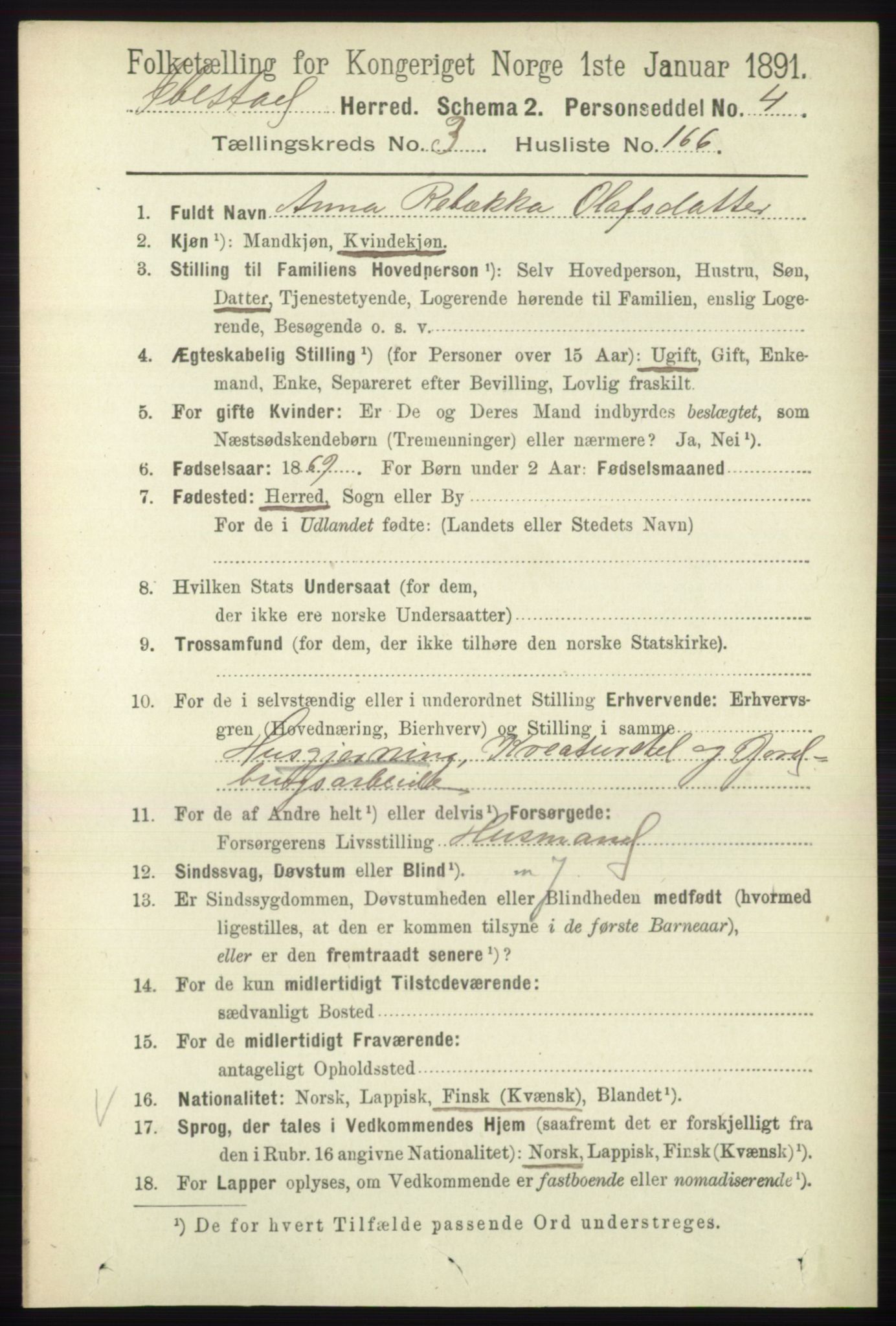 RA, 1891 census for 1917 Ibestad, 1891, p. 2830