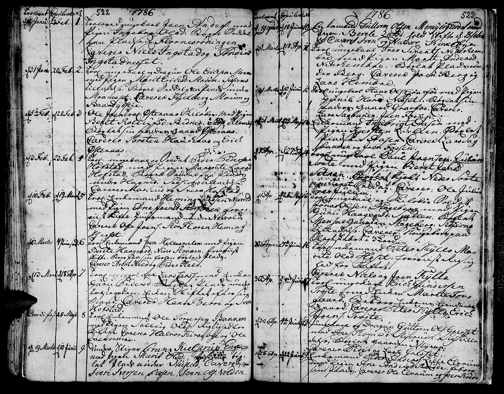 Ministerialprotokoller, klokkerbøker og fødselsregistre - Nord-Trøndelag, AV/SAT-A-1458/709/L0059: Parish register (official) no. 709A06, 1781-1797, p. 522-523