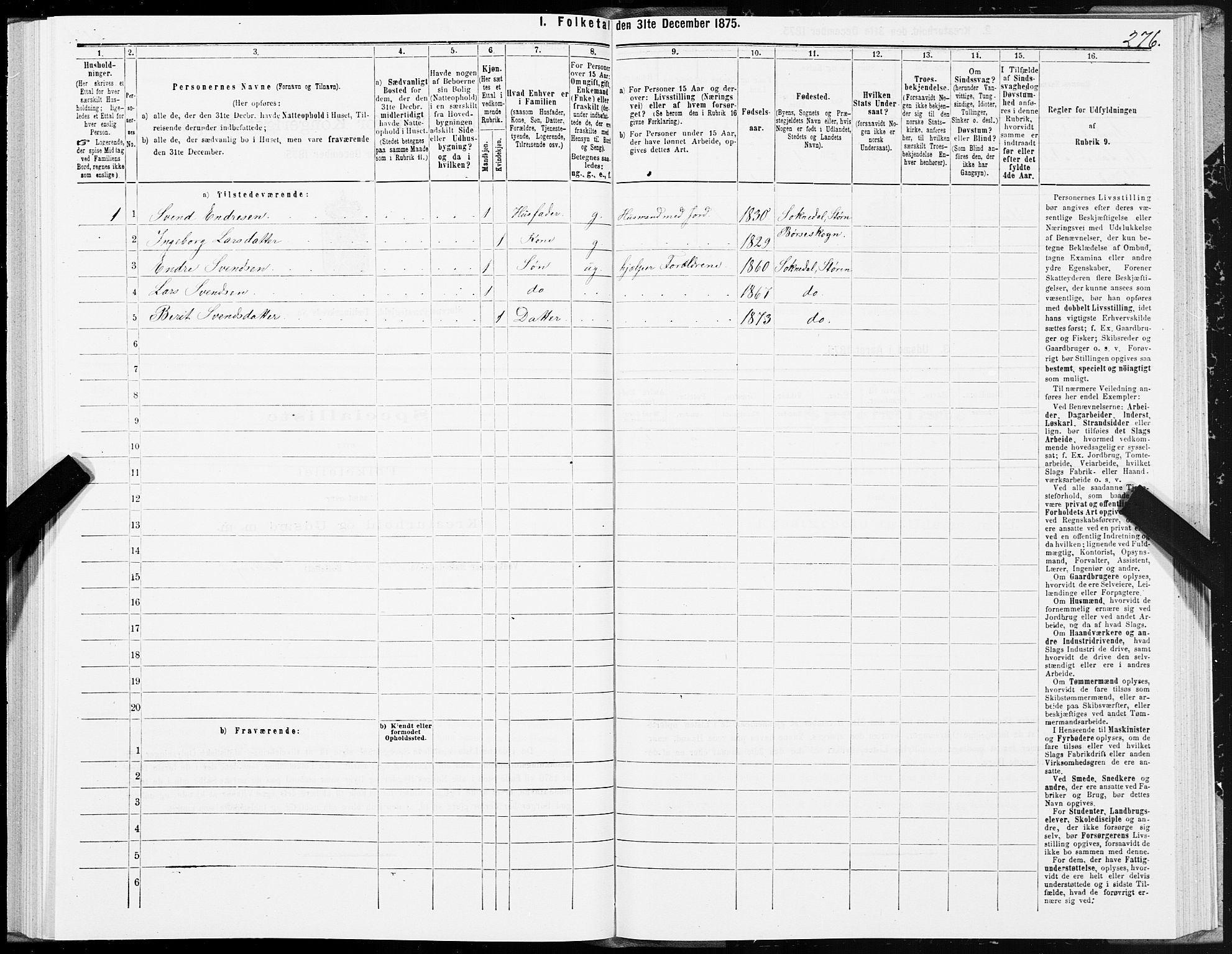 SAT, 1875 census for 1648P Støren, 1875, p. 8276