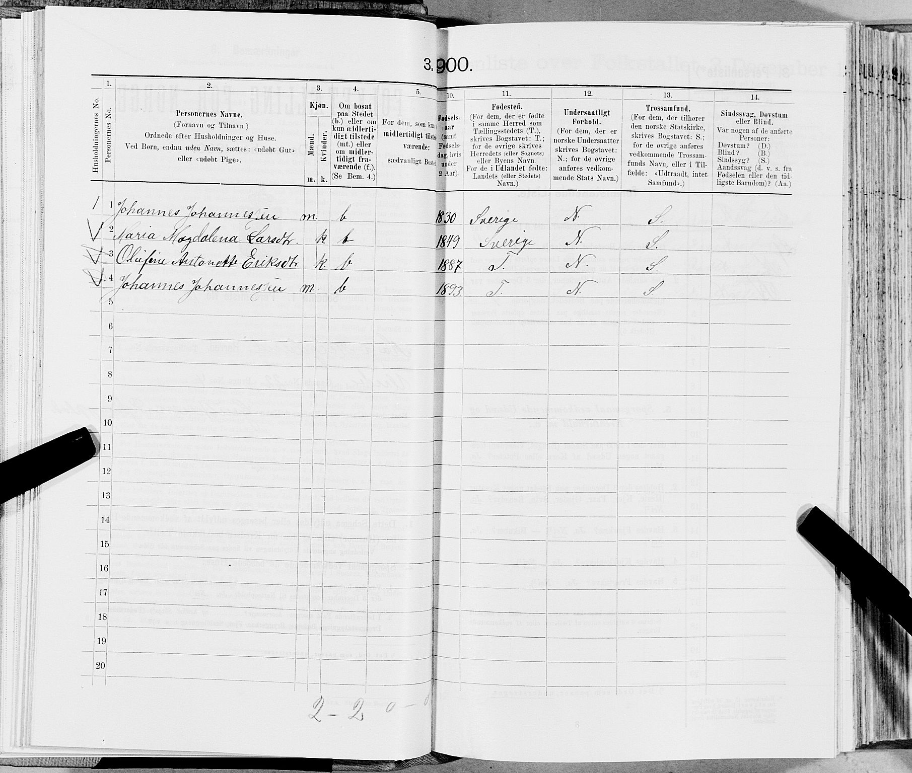 SAT, 1900 census for Mo, 1900, p. 433