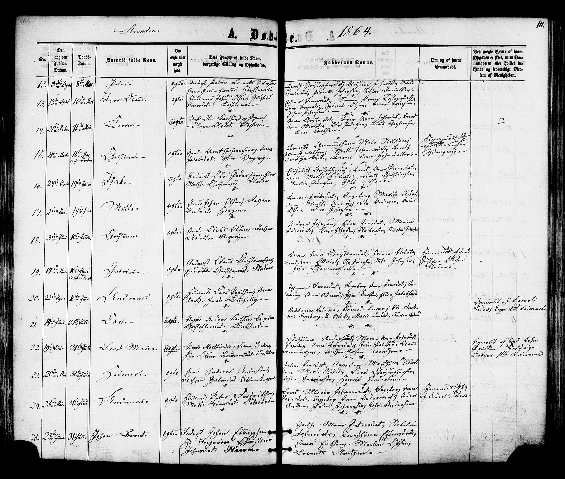 Ministerialprotokoller, klokkerbøker og fødselsregistre - Nord-Trøndelag, SAT/A-1458/701/L0009: Parish register (official) no. 701A09 /2, 1864-1882, p. 111