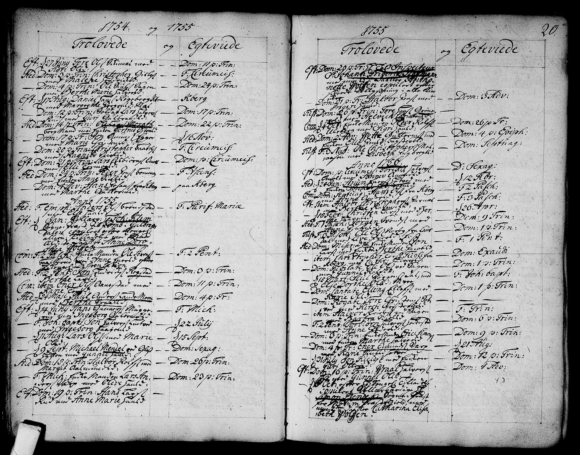 Sandsvær kirkebøker, SAKO/A-244/F/Fa/L0002a: Parish register (official) no. I 2, 1725-1809, p. 20