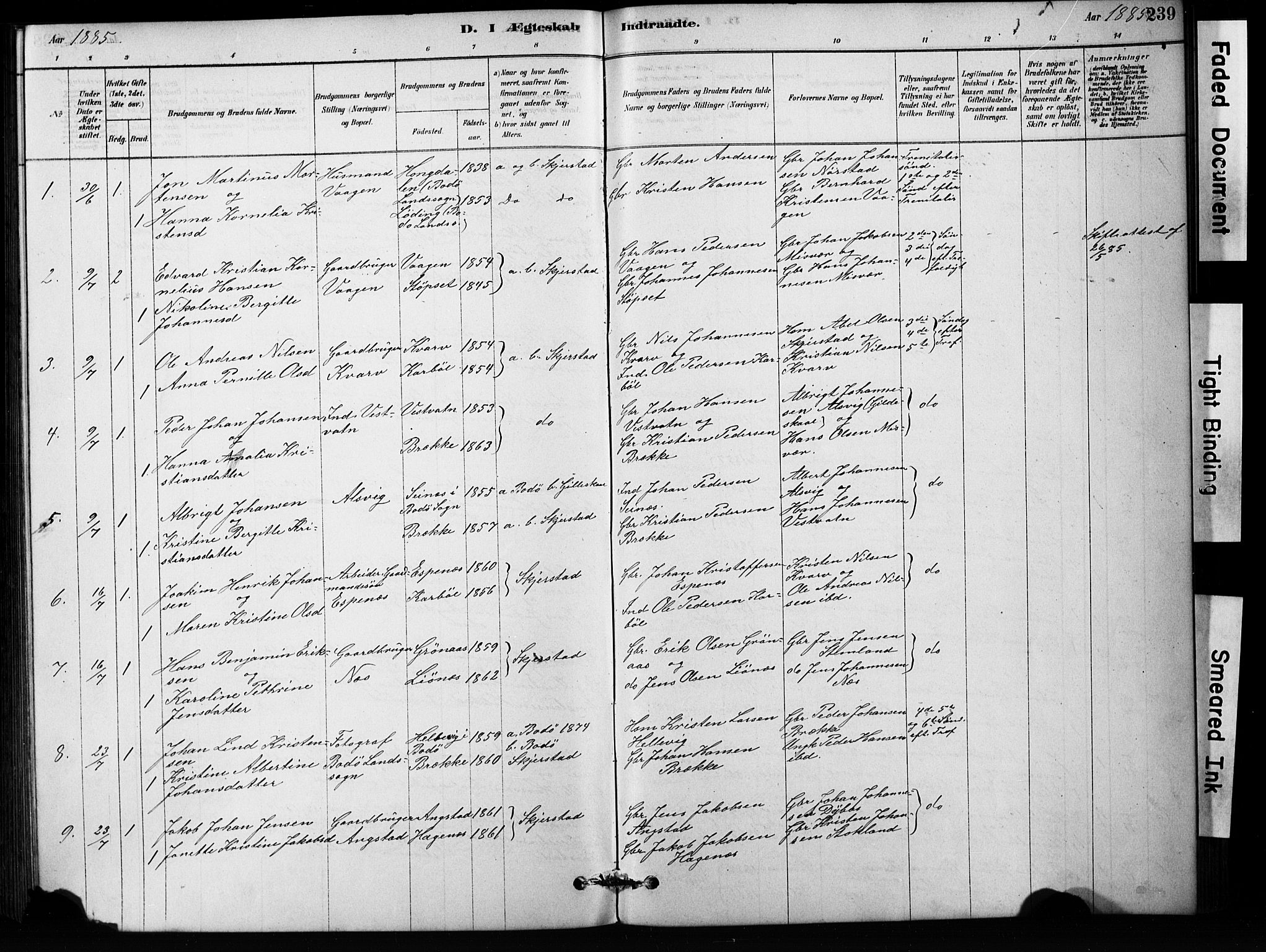 Ministerialprotokoller, klokkerbøker og fødselsregistre - Nordland, SAT/A-1459/852/L0754: Parish register (copy) no. 852C05, 1878-1894, p. 239