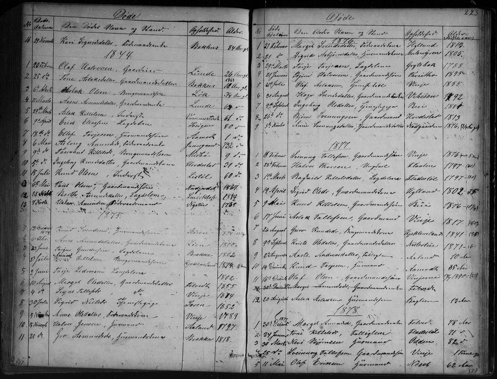 Vinje kirkebøker, SAKO/A-312/G/Ga/L0002: Parish register (copy) no. I 2, 1849-1893, p. 223