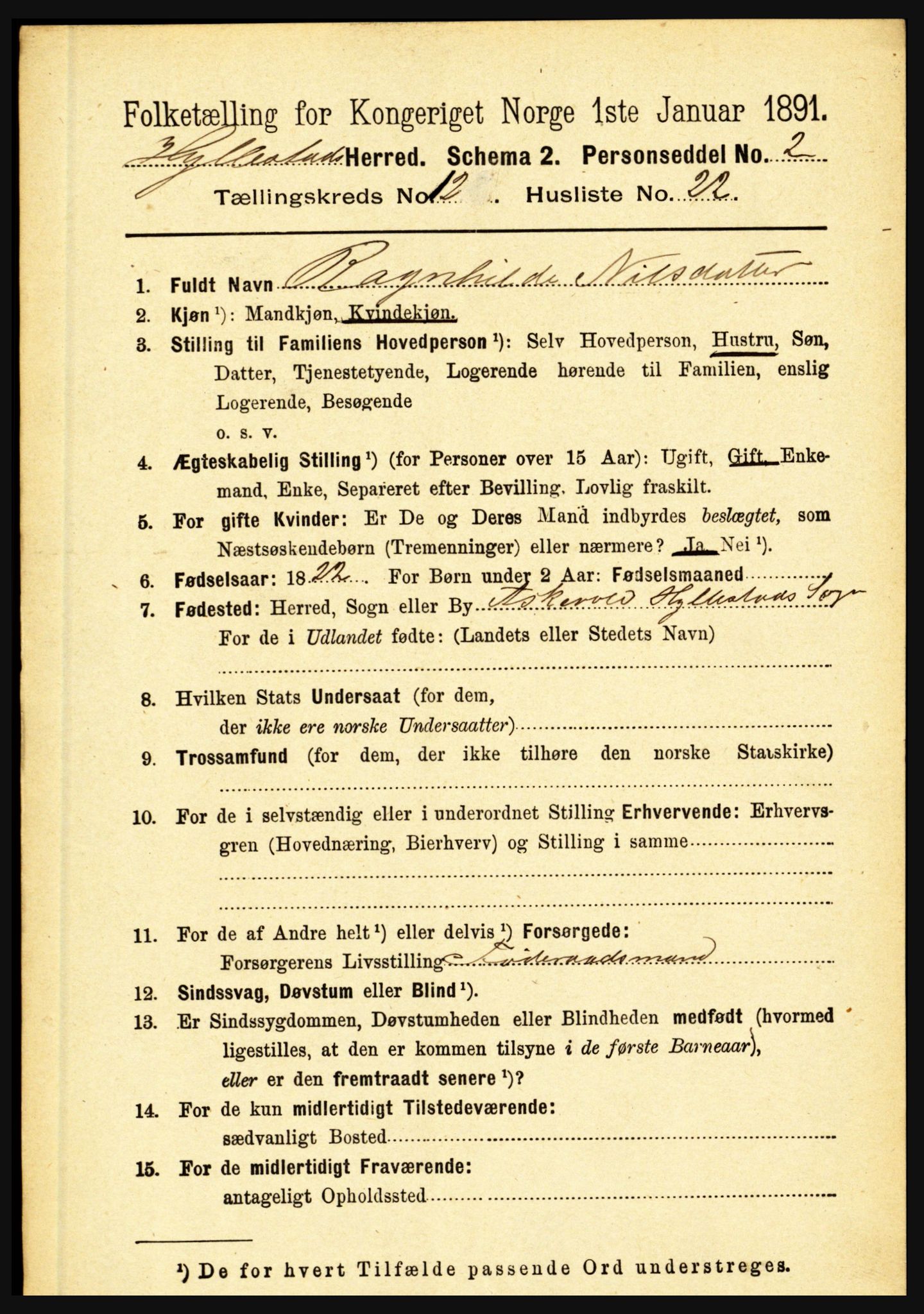 RA, 1891 census for 1413 Hyllestad, 1891, p. 2374