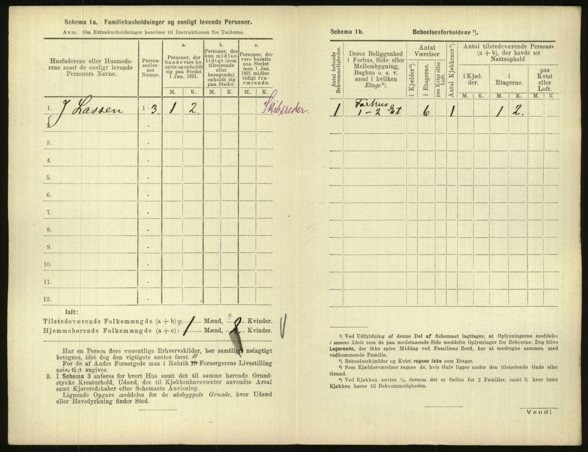 RA, 1891 census for 1001 Kristiansand, 1891, p. 1079