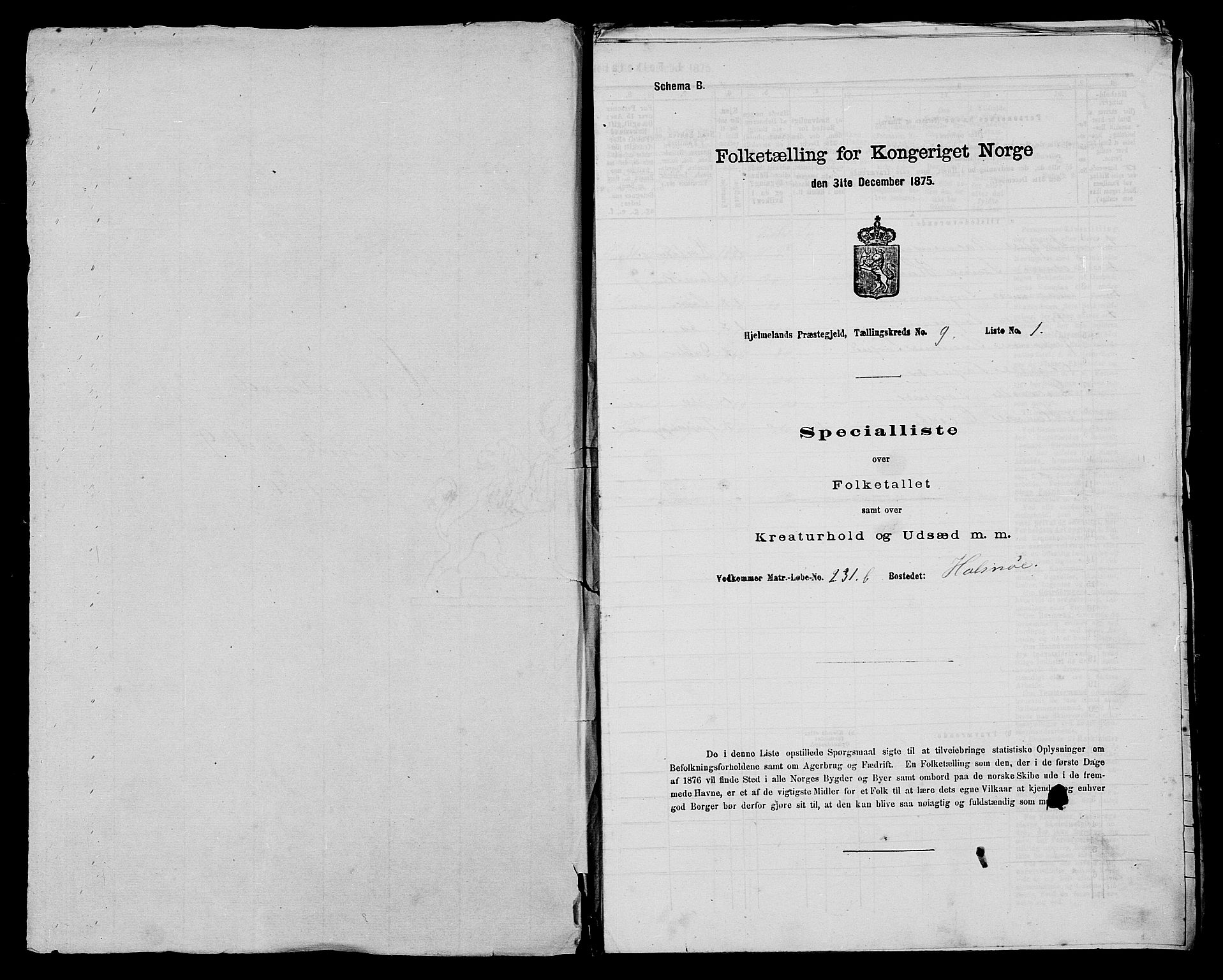 SAST, 1875 census for 1133P Hjelmeland, 1875, p. 1146