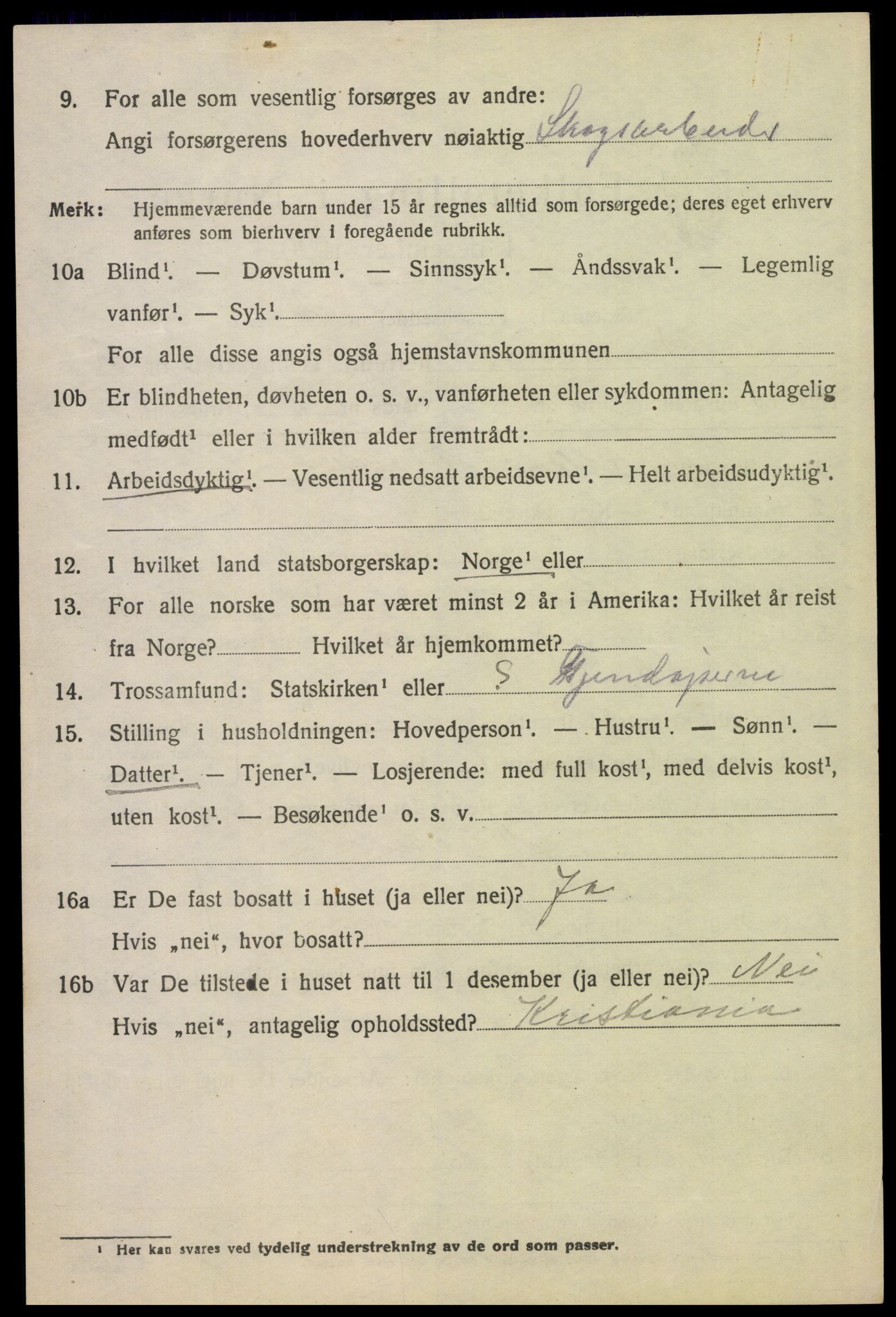 SAH, 1920 census for Brandval, 1920, p. 3007