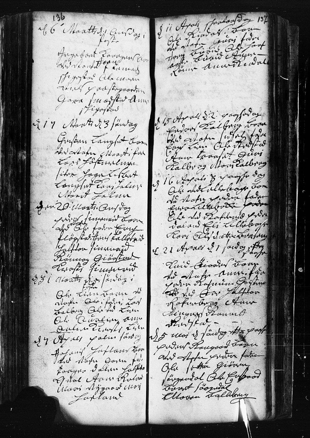 Fåberg prestekontor, SAH/PREST-086/H/Ha/Hab/L0001: Parish register (copy) no. 1, 1727-1767, p. 136-137