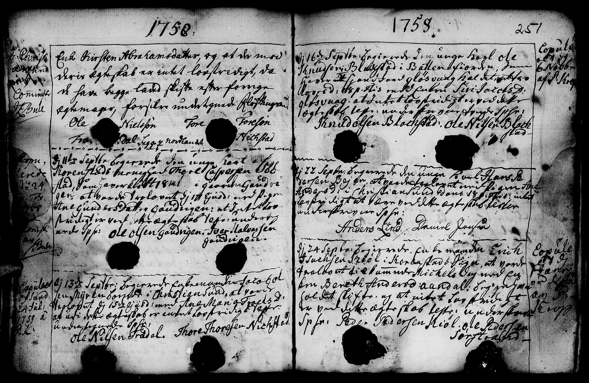 Ministerialprotokoller, klokkerbøker og fødselsregistre - Møre og Romsdal, SAT/A-1454/568/L0793: Parish register (official) no. 568A02, 1749-1768, p. 250-251