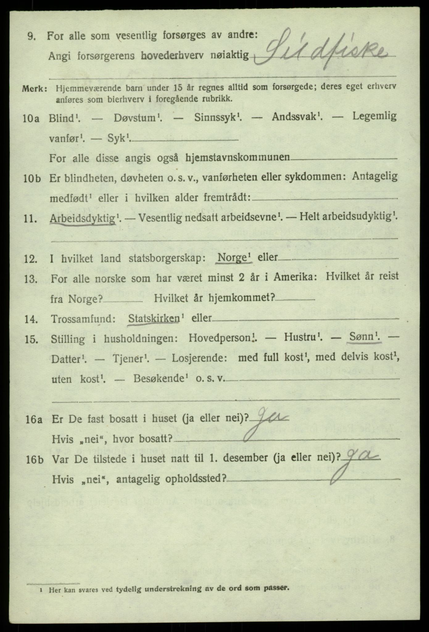 SAB, 1920 census for Sund, 1920, p. 3892