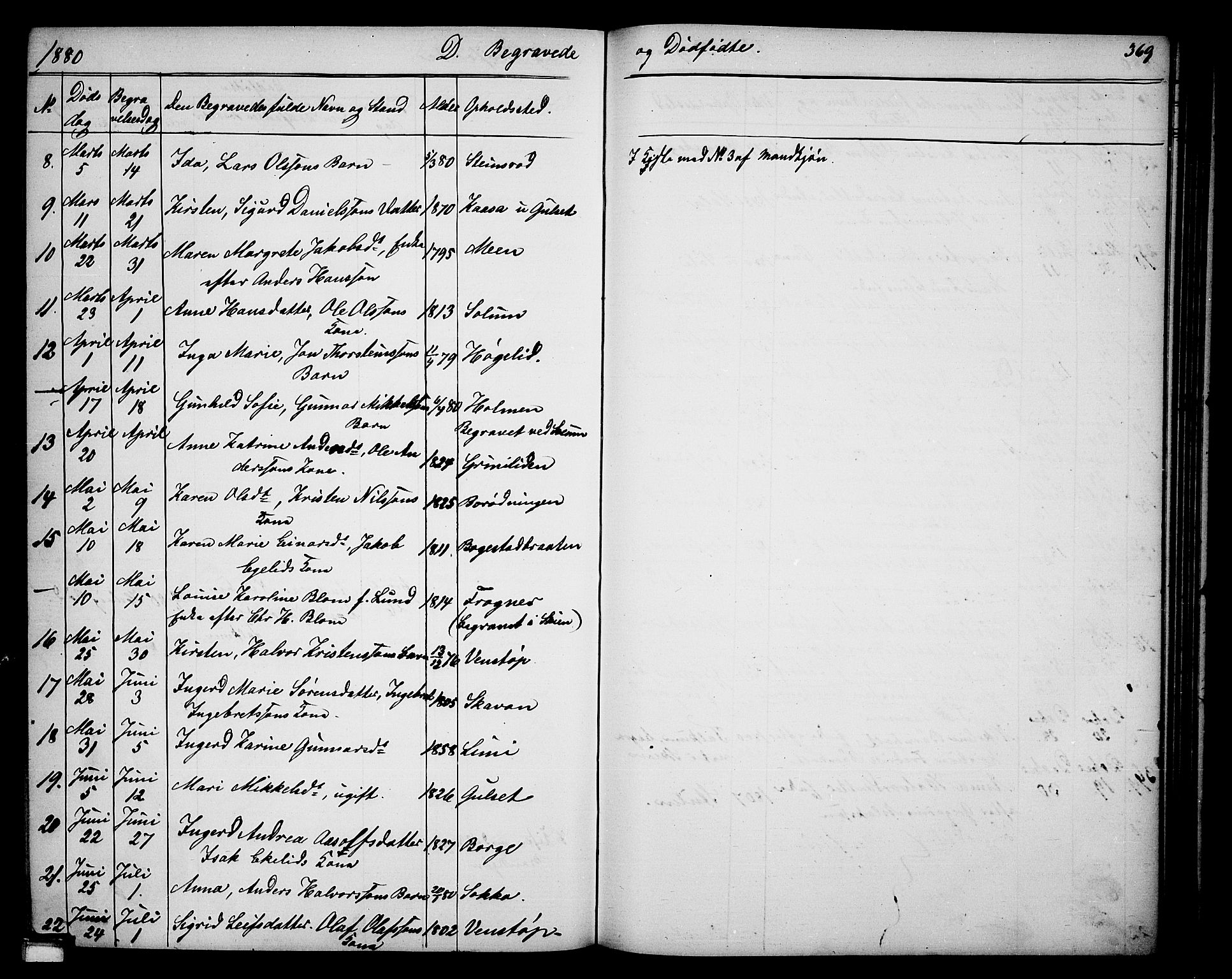 Gjerpen kirkebøker, SAKO/A-265/G/Ga/L0001: Parish register (copy) no. I 1, 1864-1882, p. 369