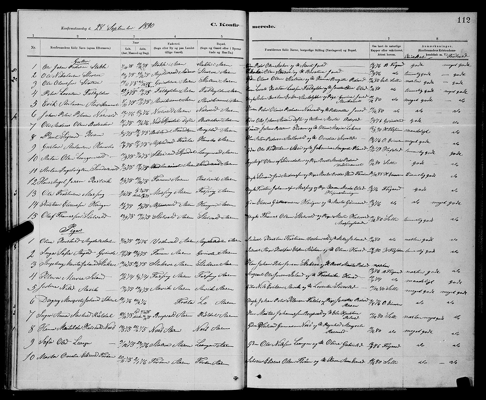Ministerialprotokoller, klokkerbøker og fødselsregistre - Nord-Trøndelag, SAT/A-1458/714/L0134: Parish register (copy) no. 714C03, 1878-1898, p. 112