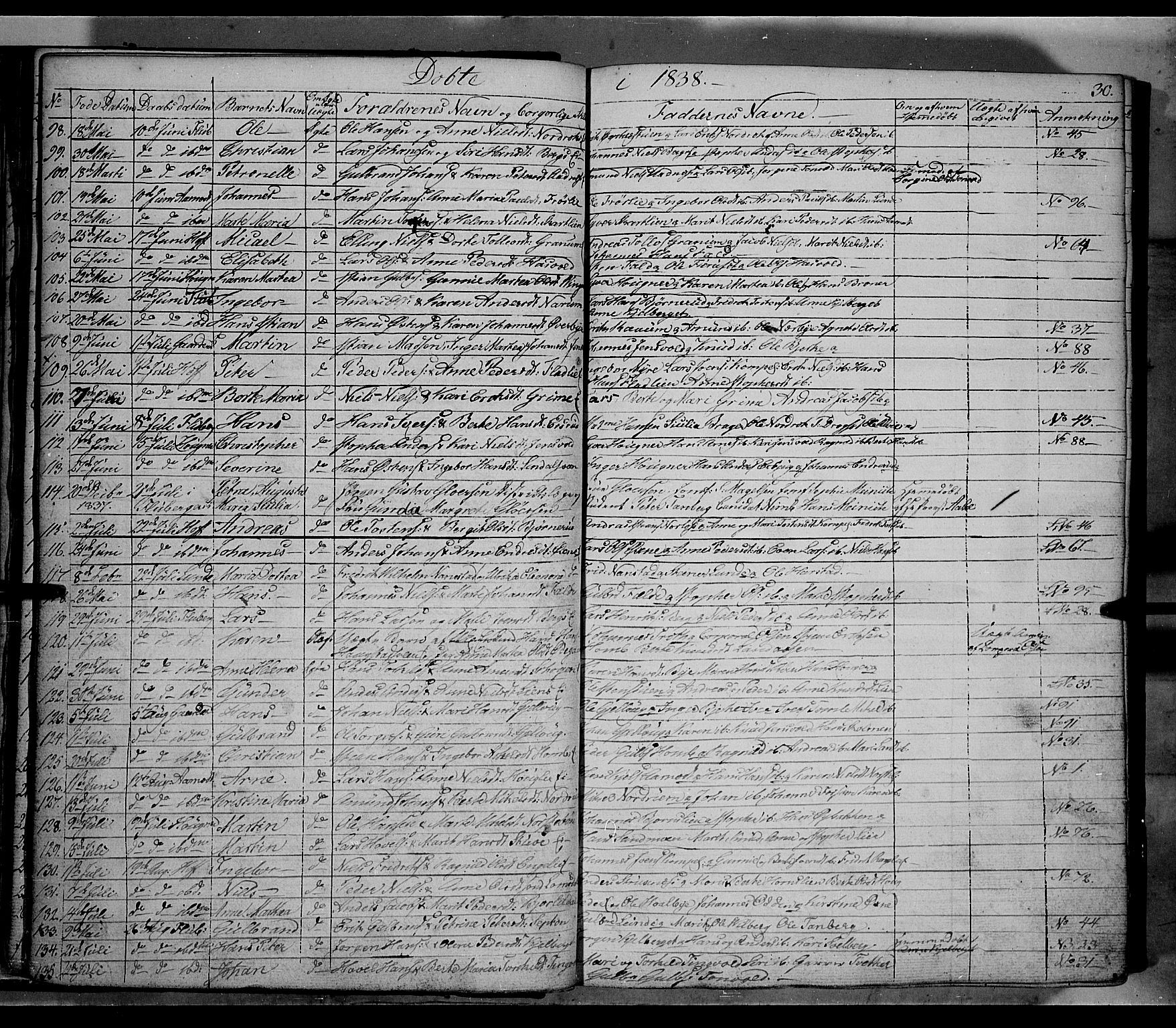 Land prestekontor, AV/SAH-PREST-120/H/Ha/Hab/L0002: Parish register (copy) no. 2, 1833-1849, p. 30