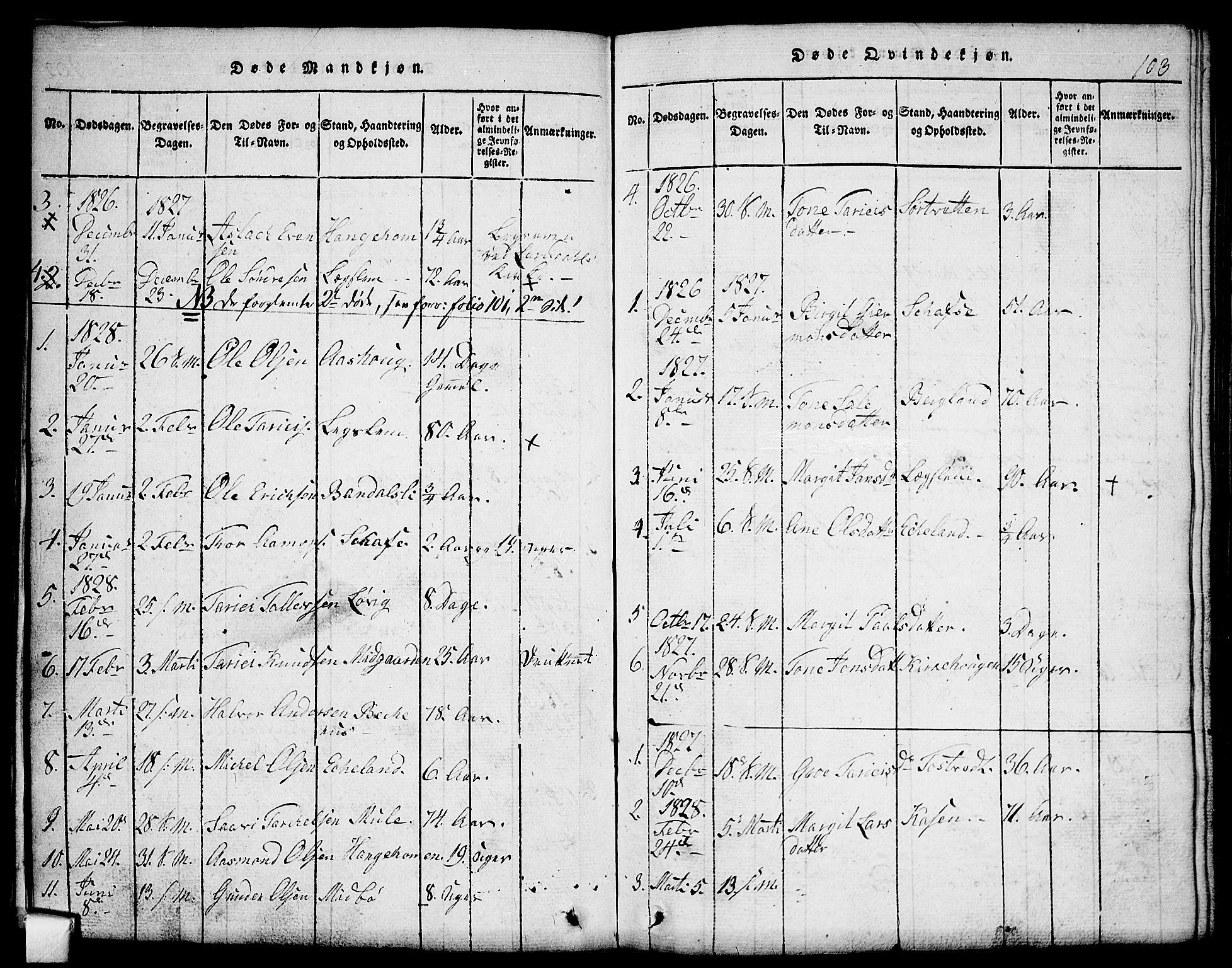 Mo kirkebøker, SAKO/A-286/G/Gb/L0001: Parish register (copy) no. II 1, 1814-1843, p. 103