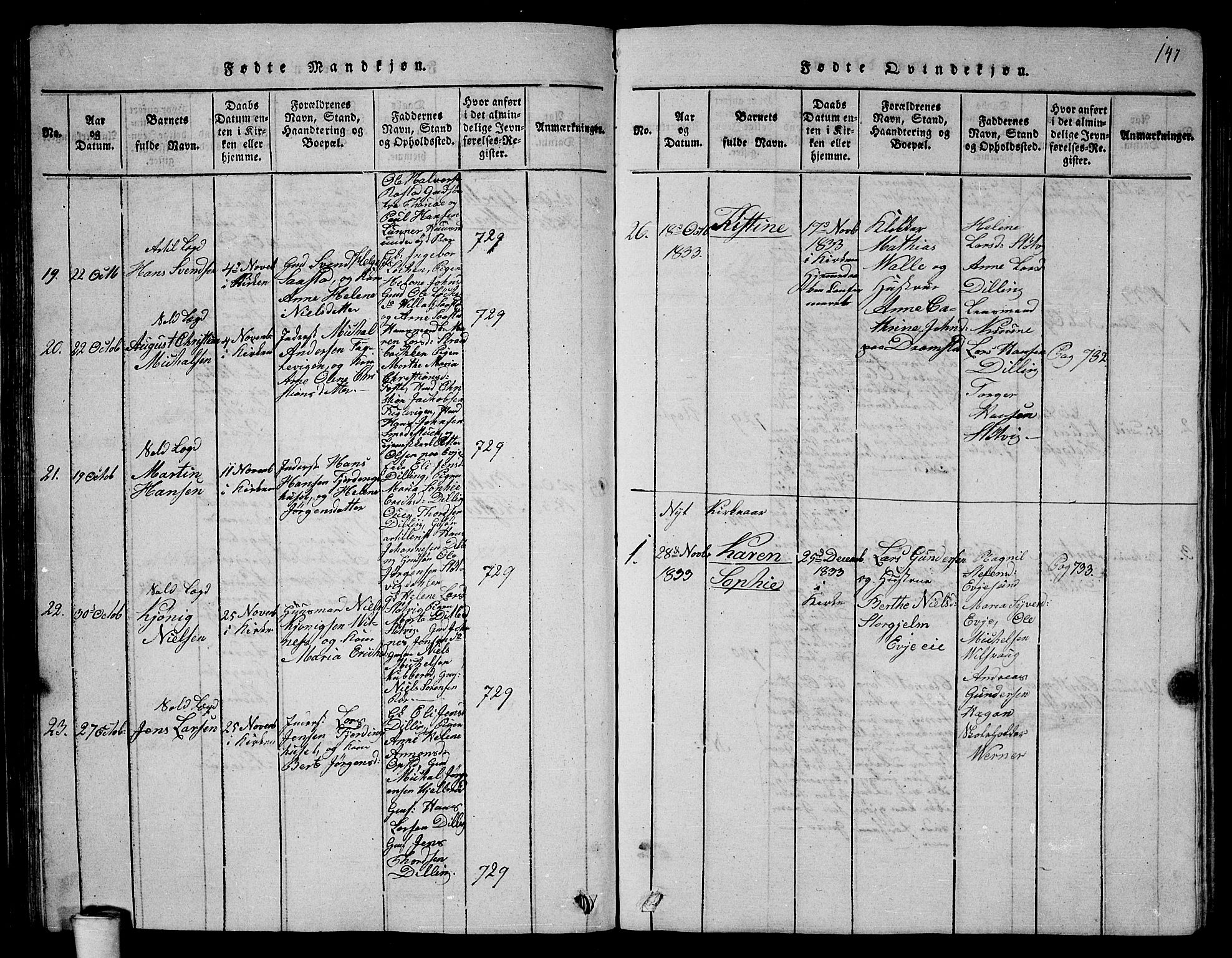 Rygge prestekontor Kirkebøker, SAO/A-10084b/G/Ga/L0001: Parish register (copy) no. 1, 1814-1871, p. 146-147
