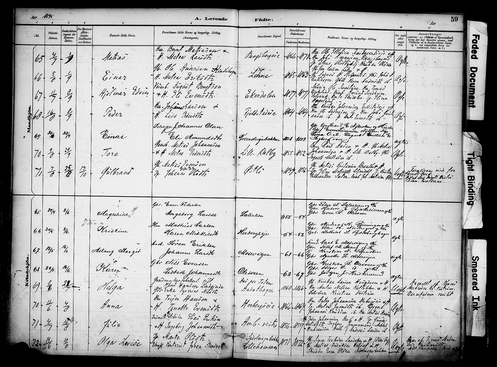 Ringsaker prestekontor, SAH/PREST-014/K/Ka/L0017: Parish register (official) no. 17, 1891-1902, p. 59