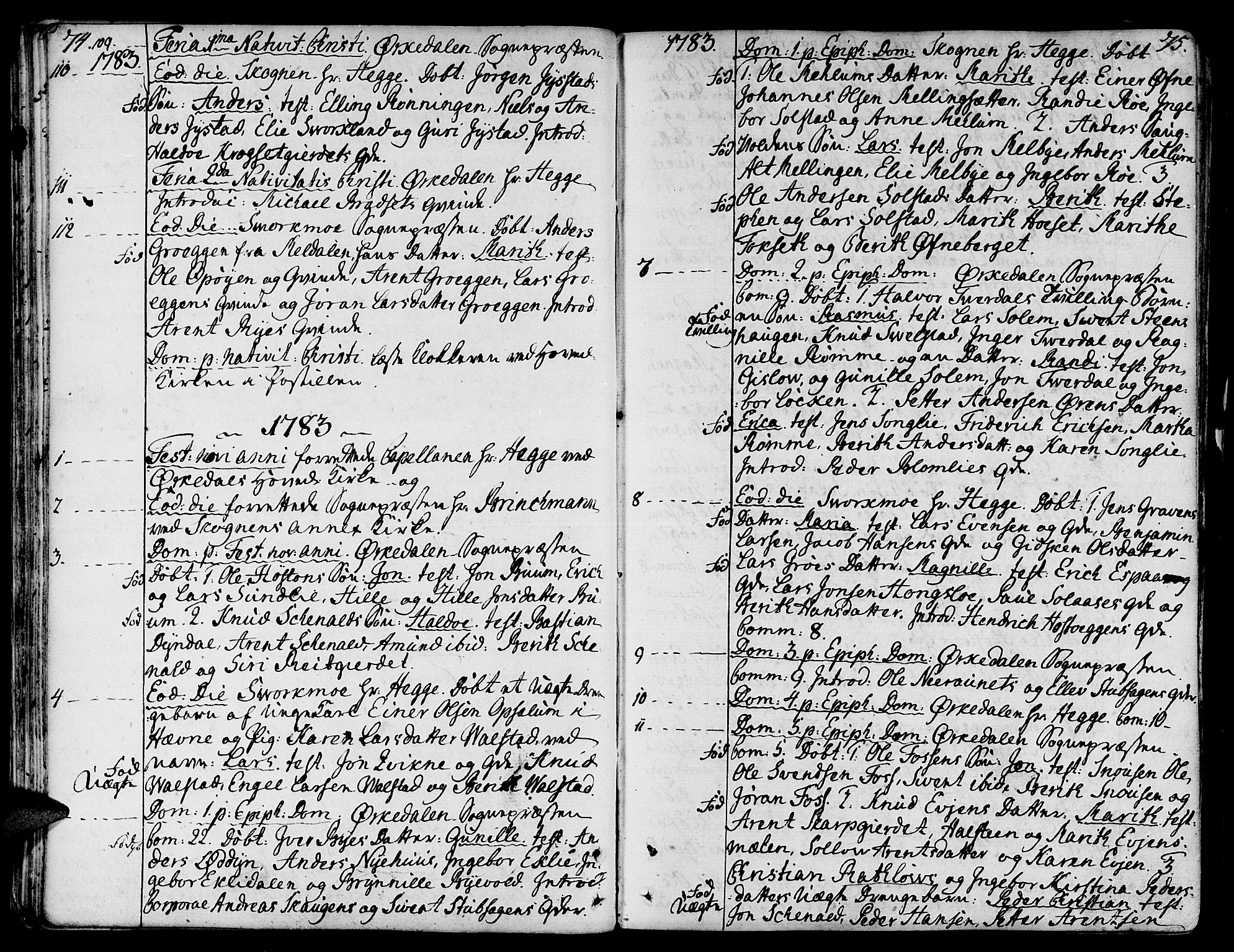 Ministerialprotokoller, klokkerbøker og fødselsregistre - Sør-Trøndelag, SAT/A-1456/668/L0802: Parish register (official) no. 668A02, 1776-1799, p. 74-75