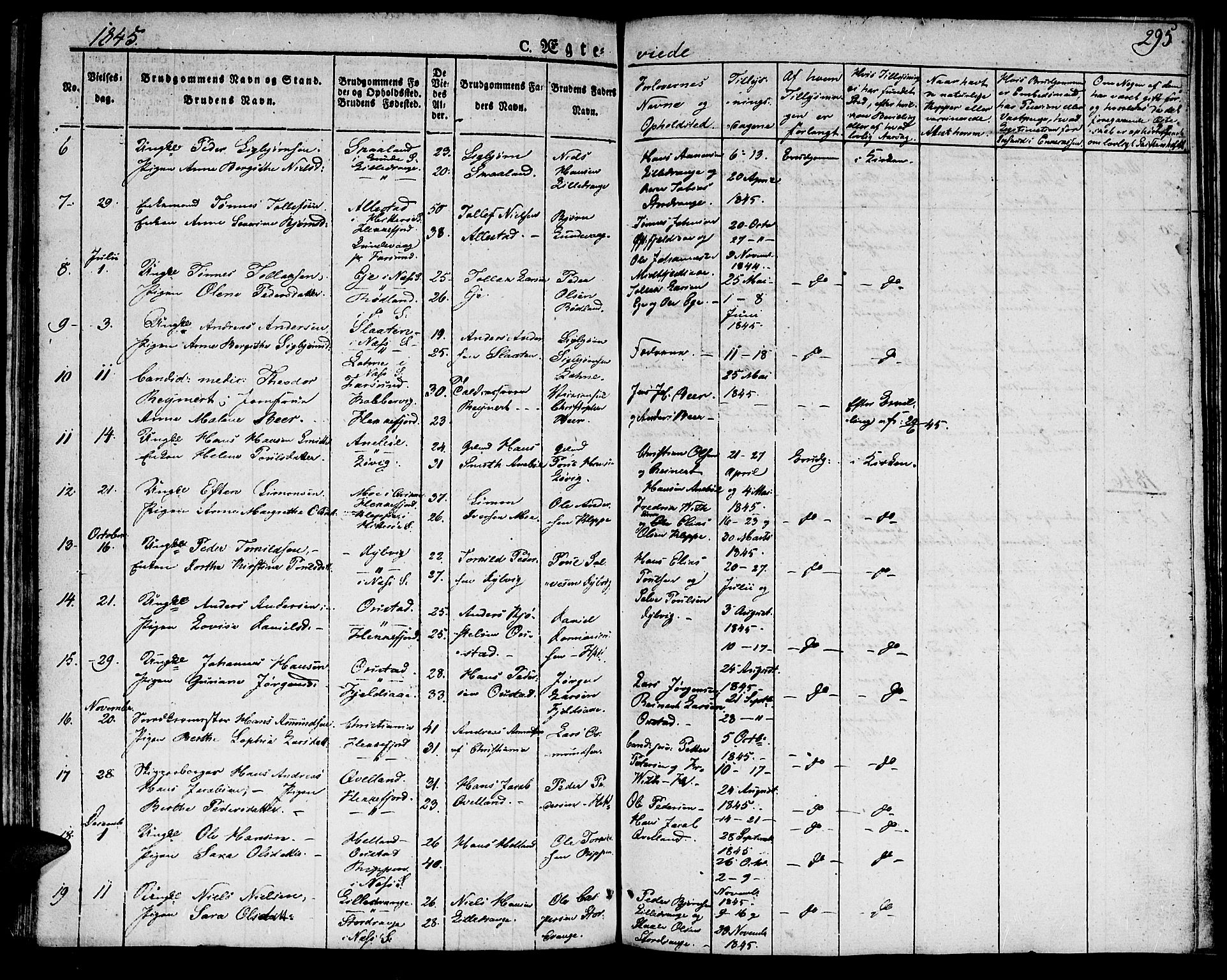 Flekkefjord sokneprestkontor, SAK/1111-0012/F/Fb/Fbc/L0004: Parish register (copy) no. B 4, 1827-1846, p. 295