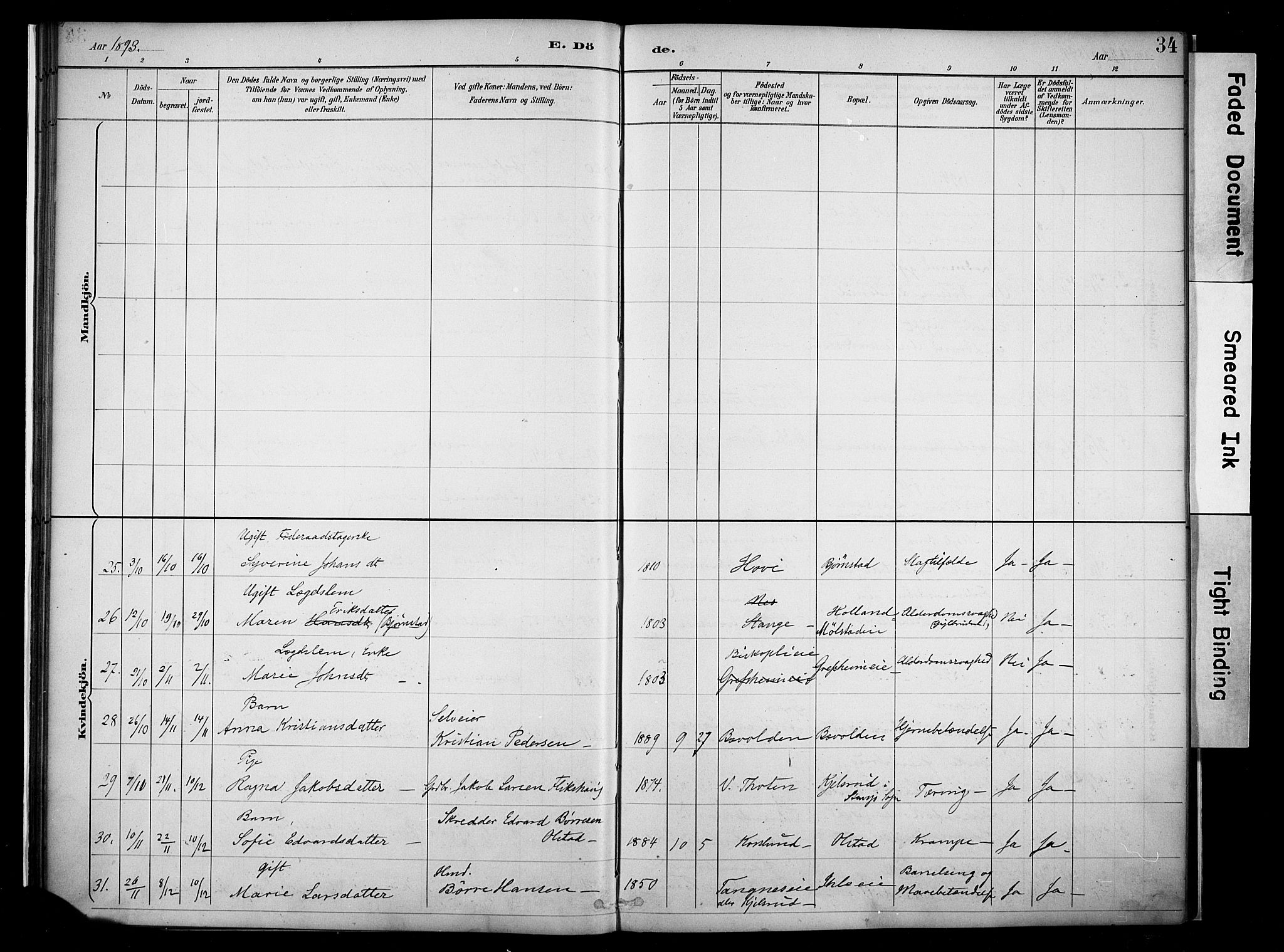 Nes prestekontor, Hedmark, AV/SAH-PREST-020/K/Ka/L0011: Parish register (official) no. 11, 1887-1905, p. 34