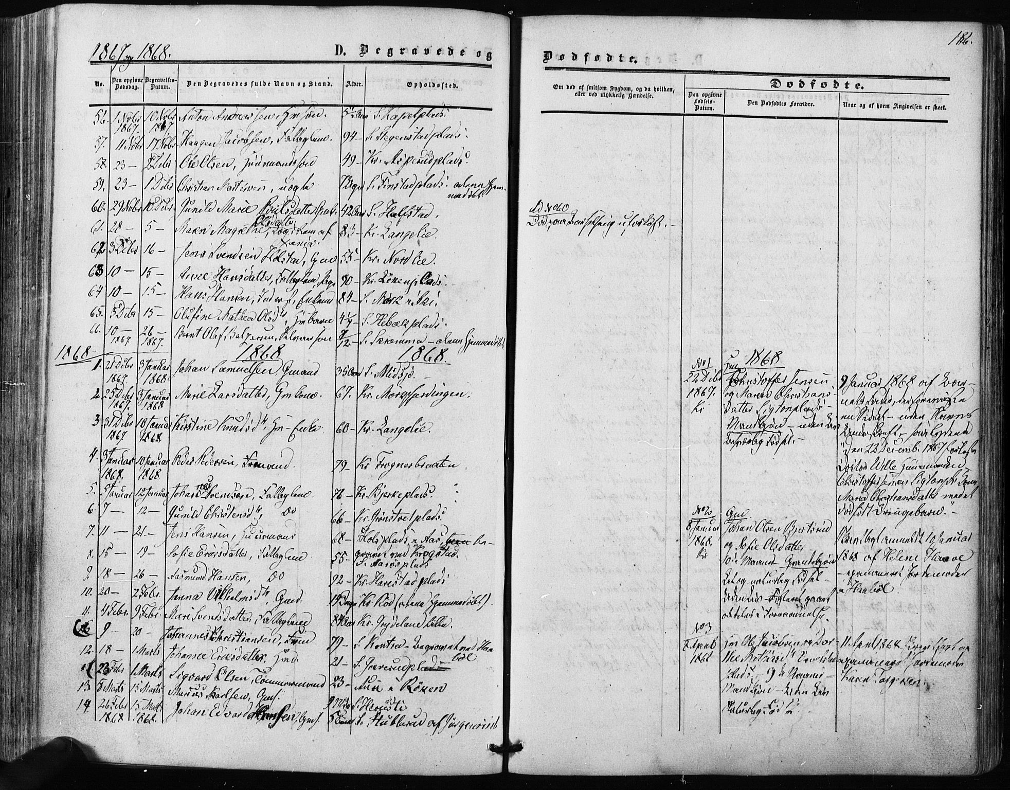 Kråkstad prestekontor Kirkebøker, SAO/A-10125a/F/Fa/L0007: Parish register (official) no. I 7, 1858-1870, p. 186