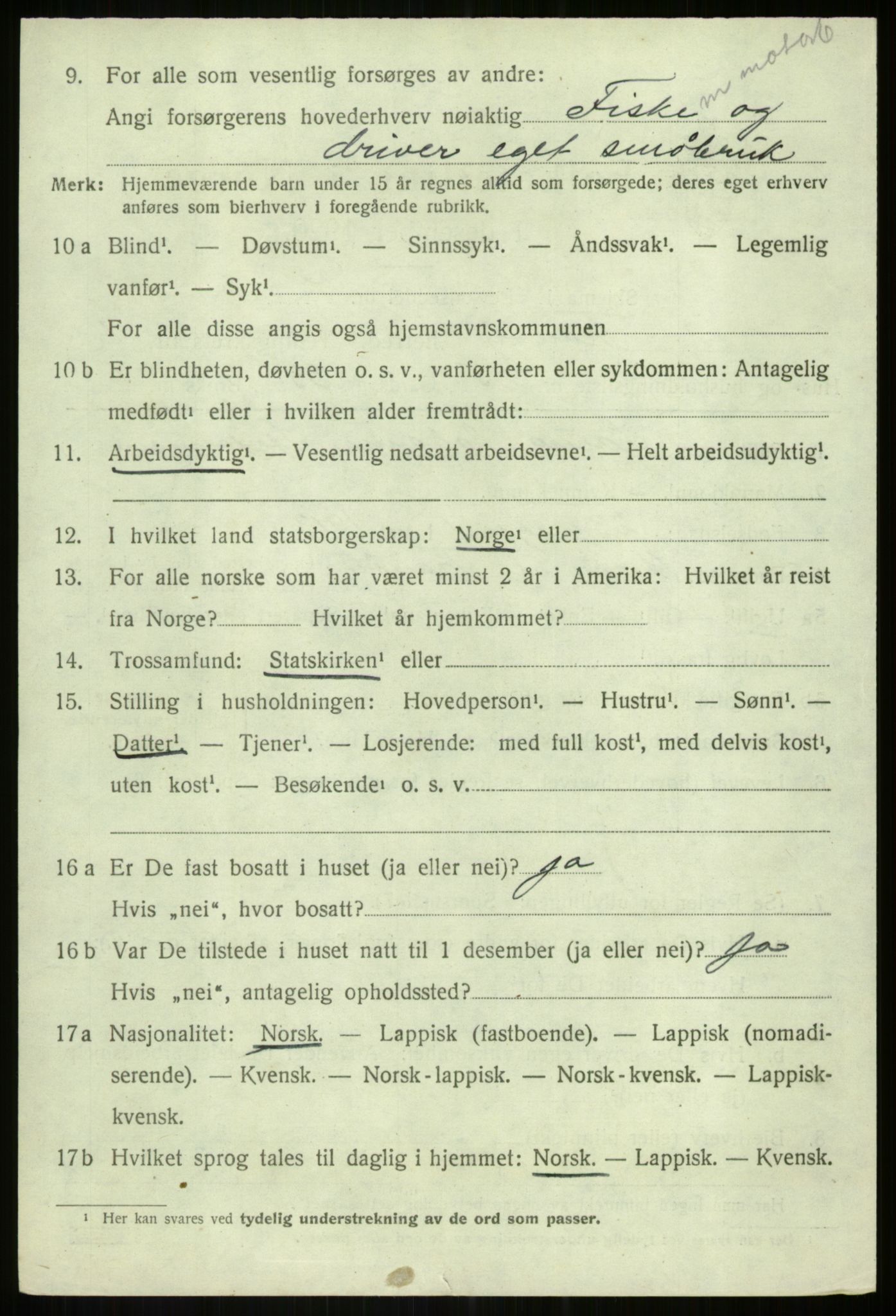 SATØ, 1920 census for Tranøy, 1920, p. 3366