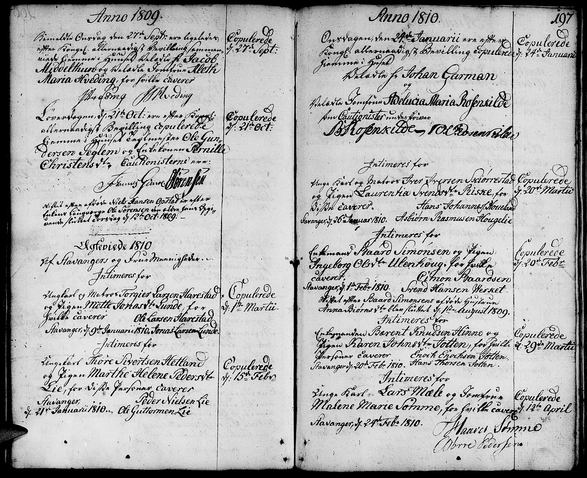 Domkirken sokneprestkontor, SAST/A-101812/001/30/30BA/L0006: Parish register (official) no. A 6, 1783-1815, p. 197