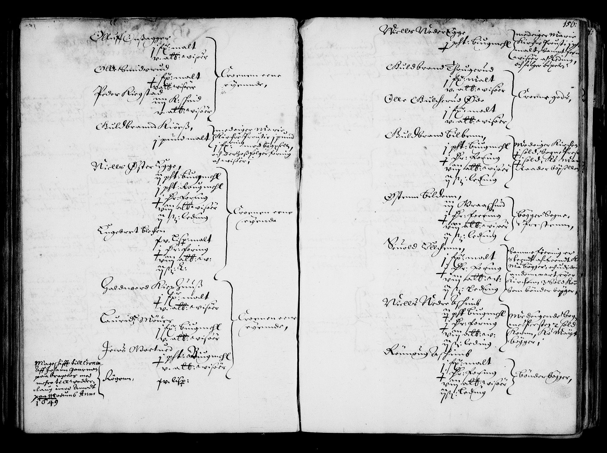 Rentekammeret inntil 1814, Realistisk ordnet avdeling, AV/RA-EA-4070/N/Na/L0001: [XI f]: Akershus stifts jordebok, 1652, p. 155b-156a