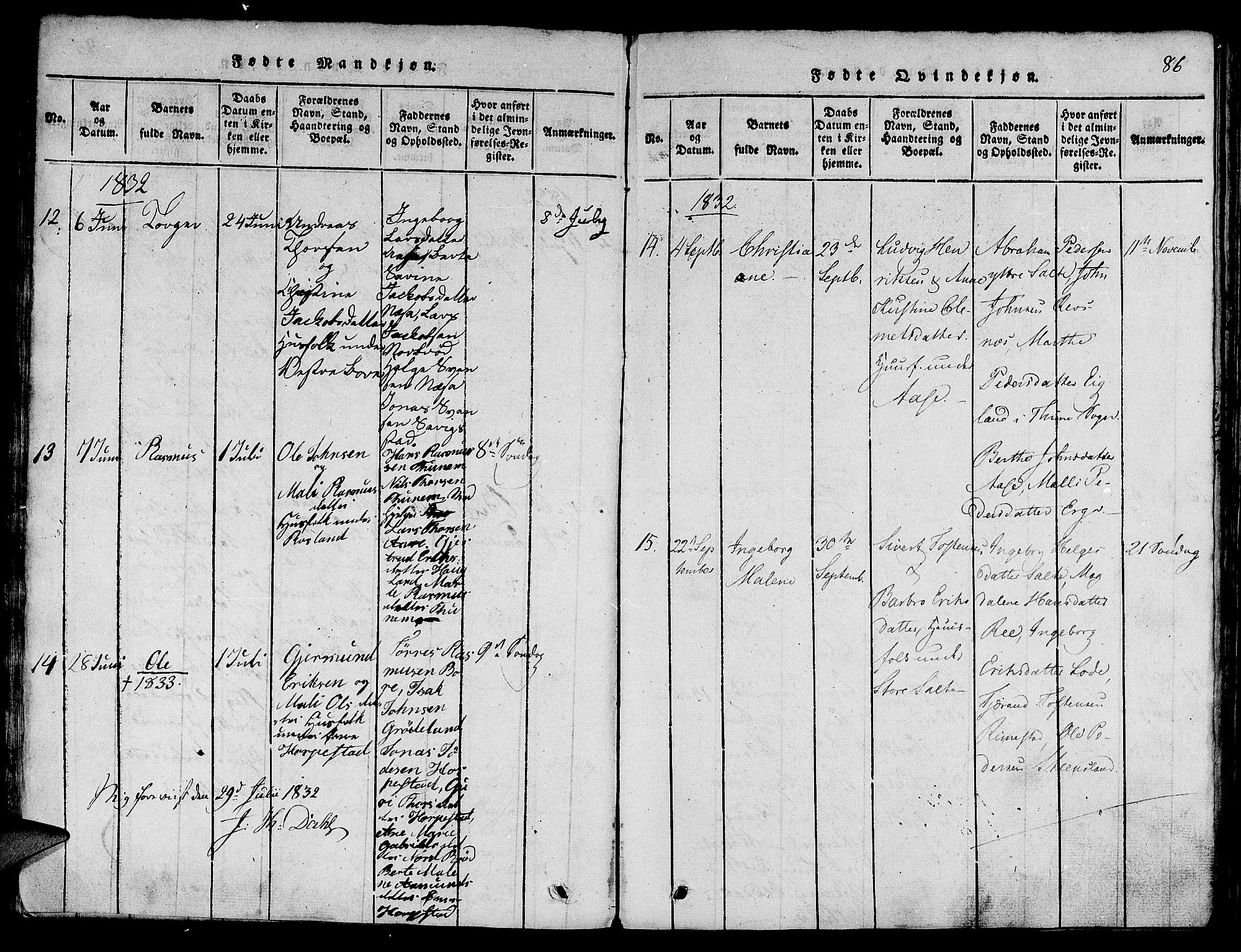 Klepp sokneprestkontor, AV/SAST-A-101803/001/3/30BA/L0002: Parish register (official) no. A 2, 1816-1833, p. 86