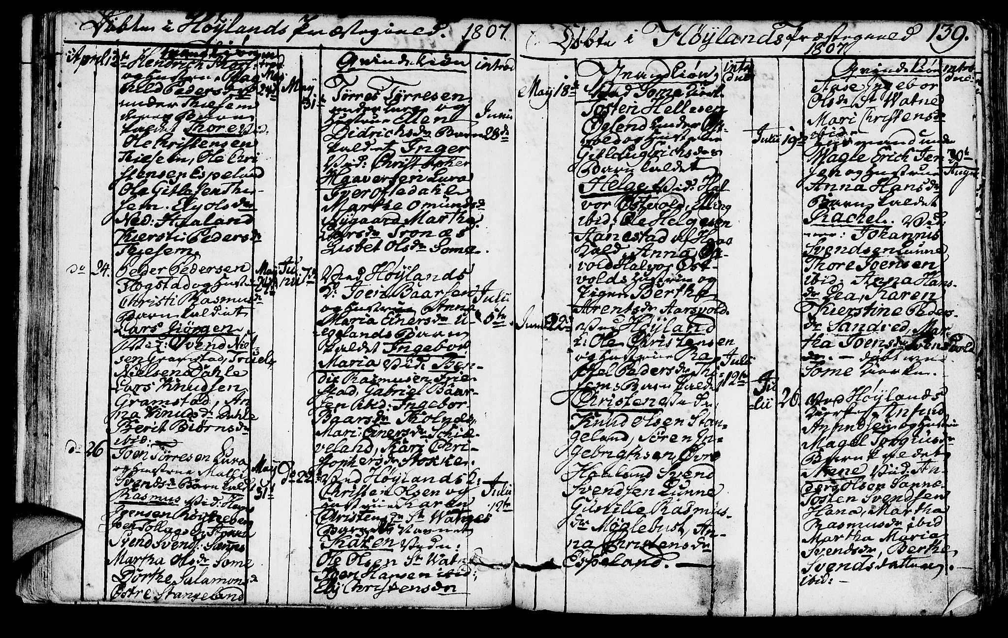 Høyland sokneprestkontor, AV/SAST-A-101799/001/30BA/L0005: Parish register (official) no. A 5, 1804-1815, p. 139