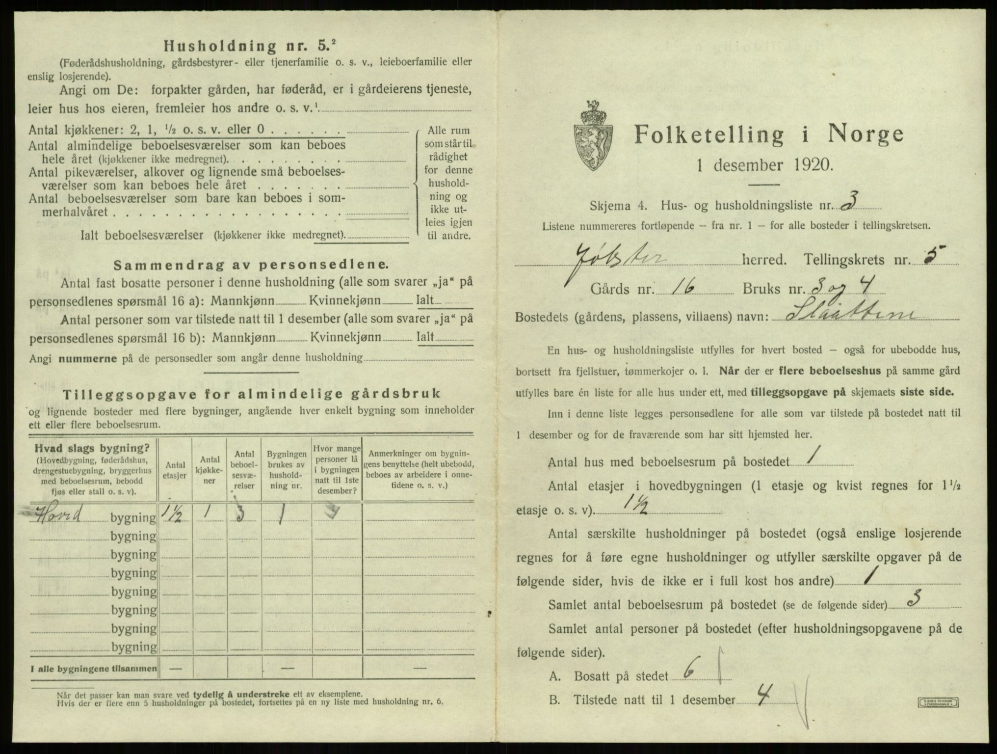 SAB, 1920 census for Jølster, 1920, p. 355