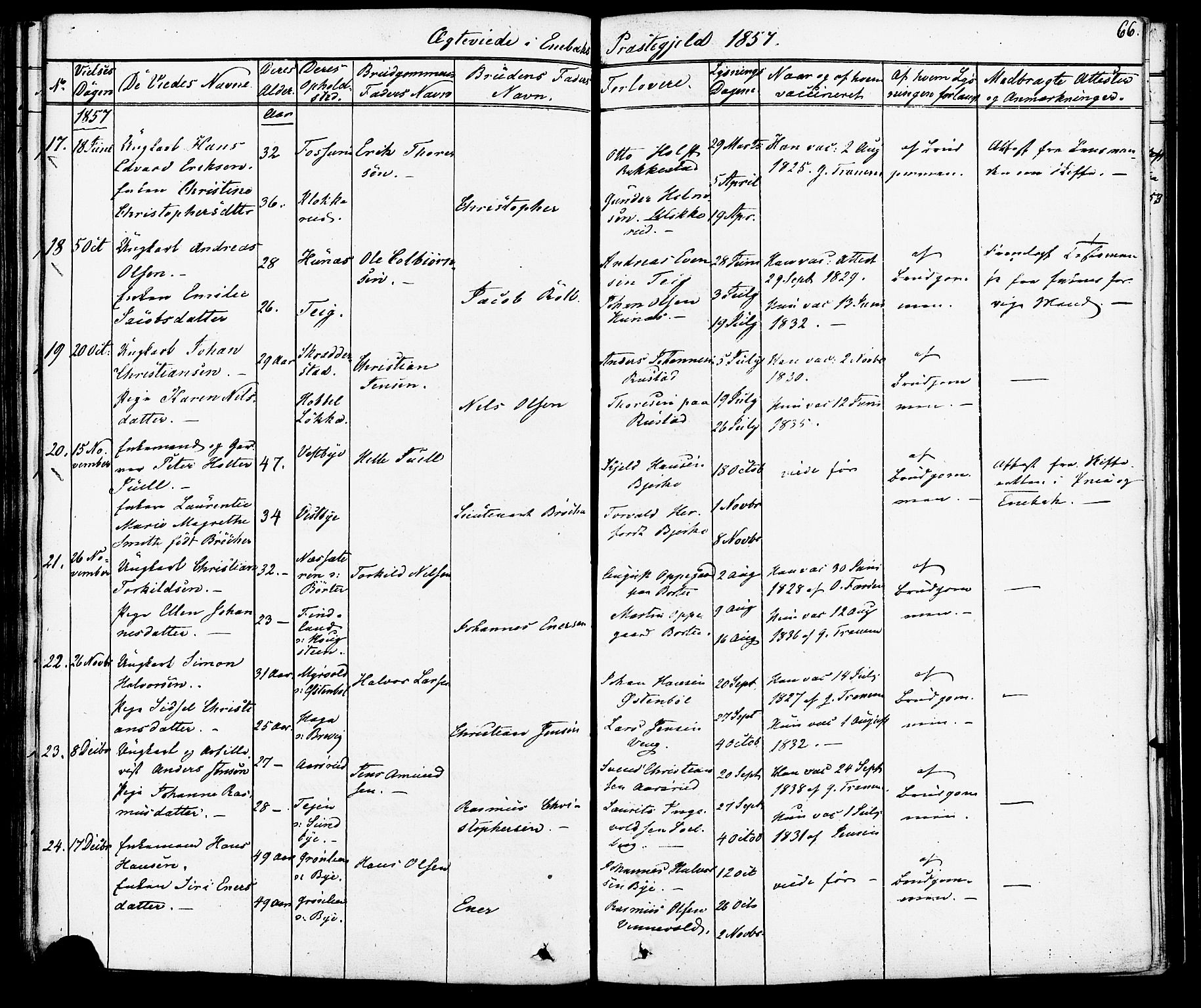 Enebakk prestekontor Kirkebøker, SAO/A-10171c/F/Fa/L0012: Parish register (official) no. I 12, 1832-1882, p. 66