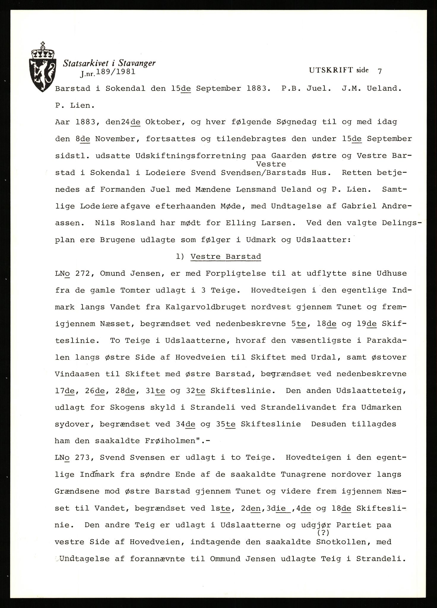 Statsarkivet i Stavanger, AV/SAST-A-101971/03/Y/Yj/L0006: Avskrifter sortert etter gårdsnavn: Bakke - Baustad, 1750-1930, p. 356