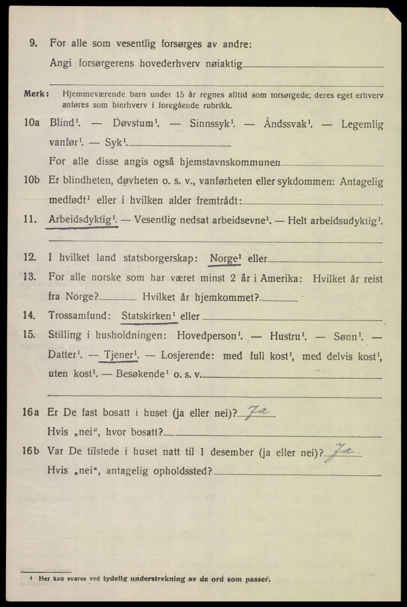 SAK, 1920 census for Lyngdal, 1920, p. 1334