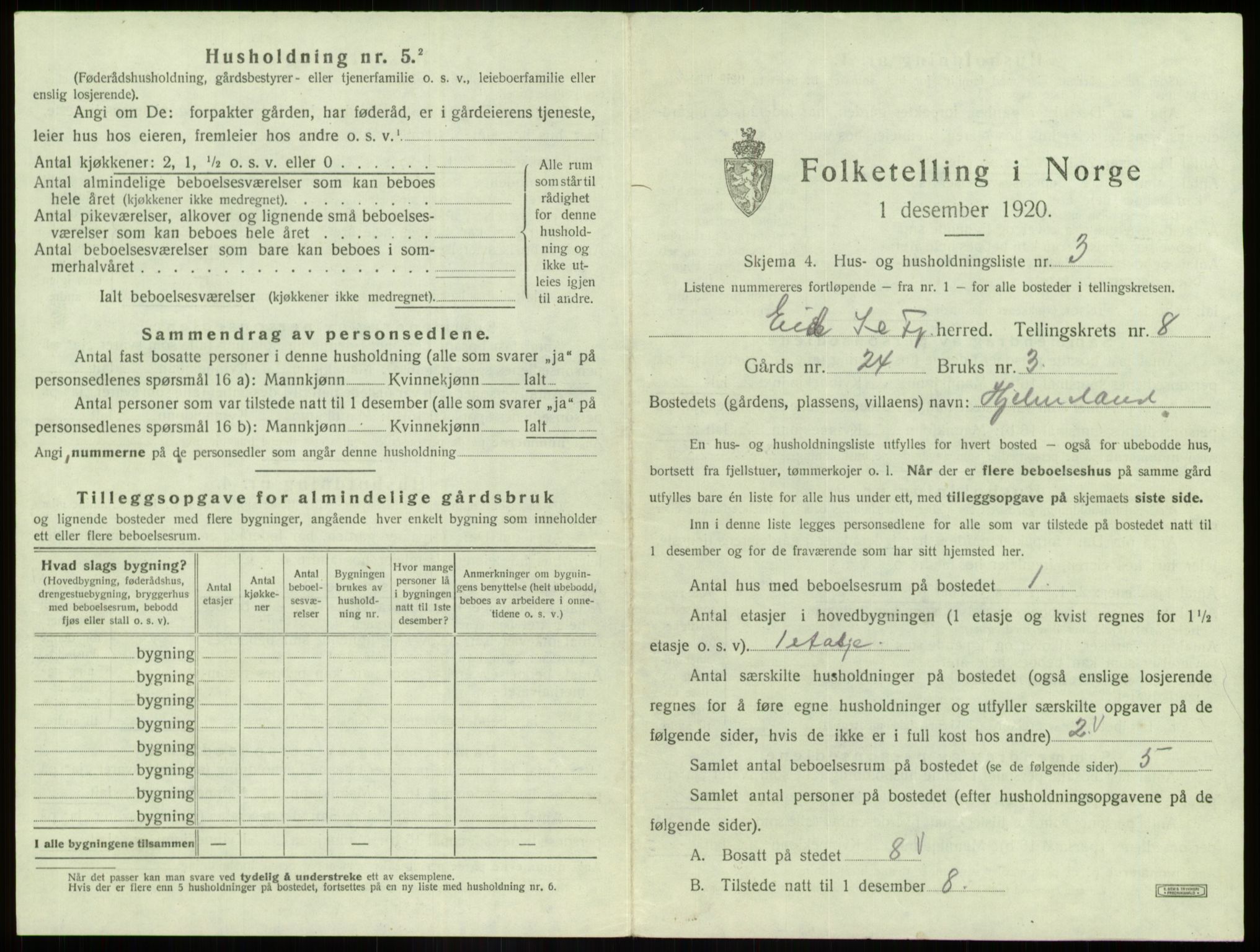 SAB, 1920 census for Eid, 1920, p. 470