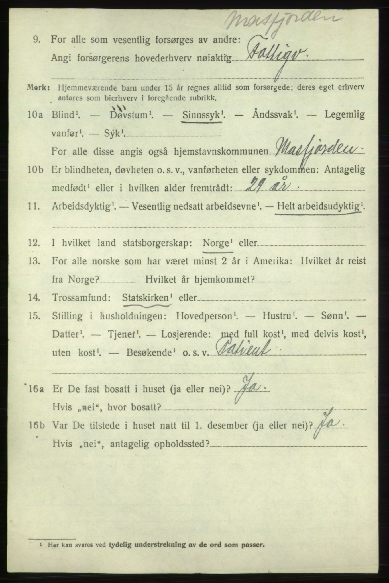 SAB, 1920 census for Fjelberg, 1920, p. 4408