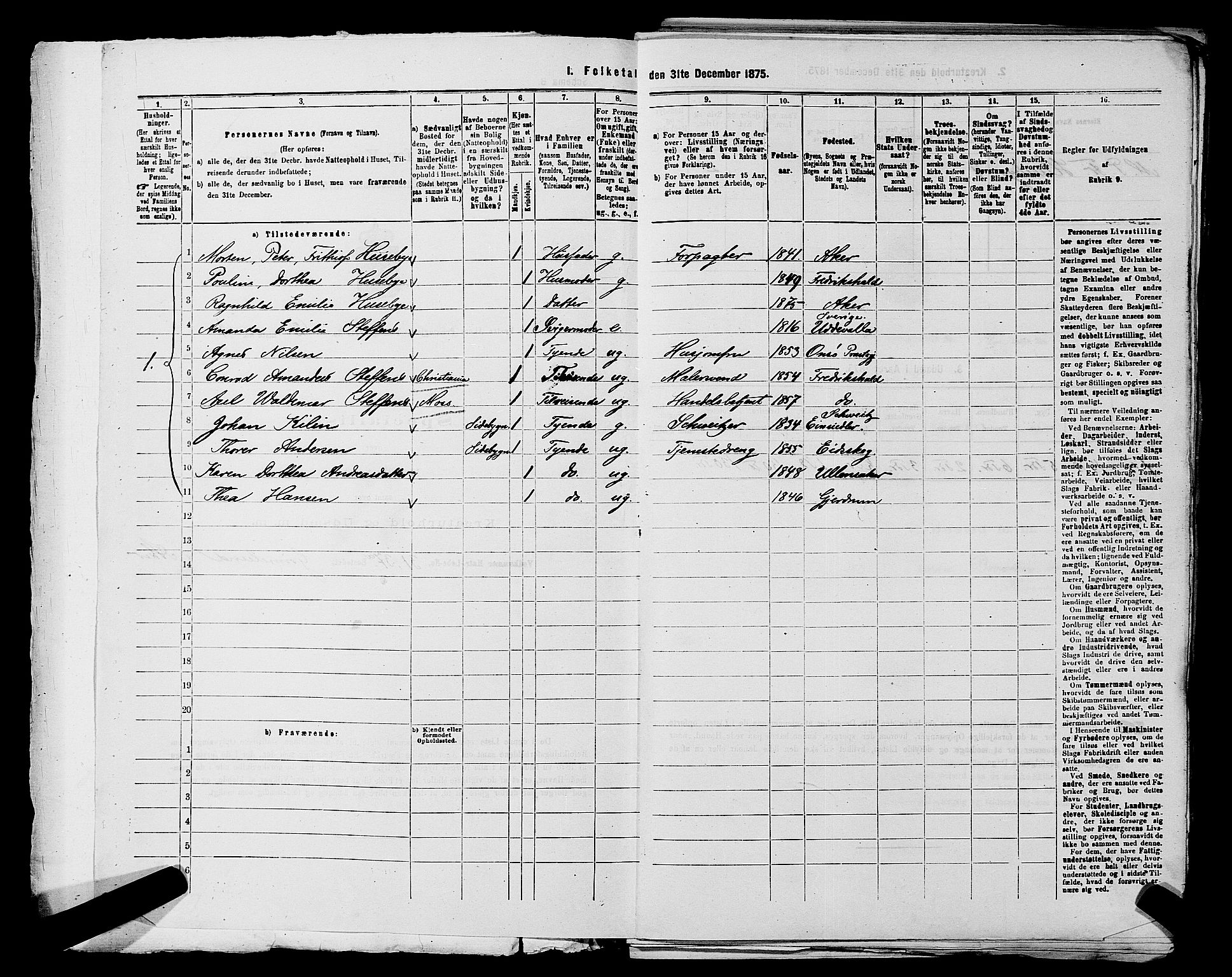 RA, 1875 census for 0218aP Vestre Aker, 1875, p. 1919