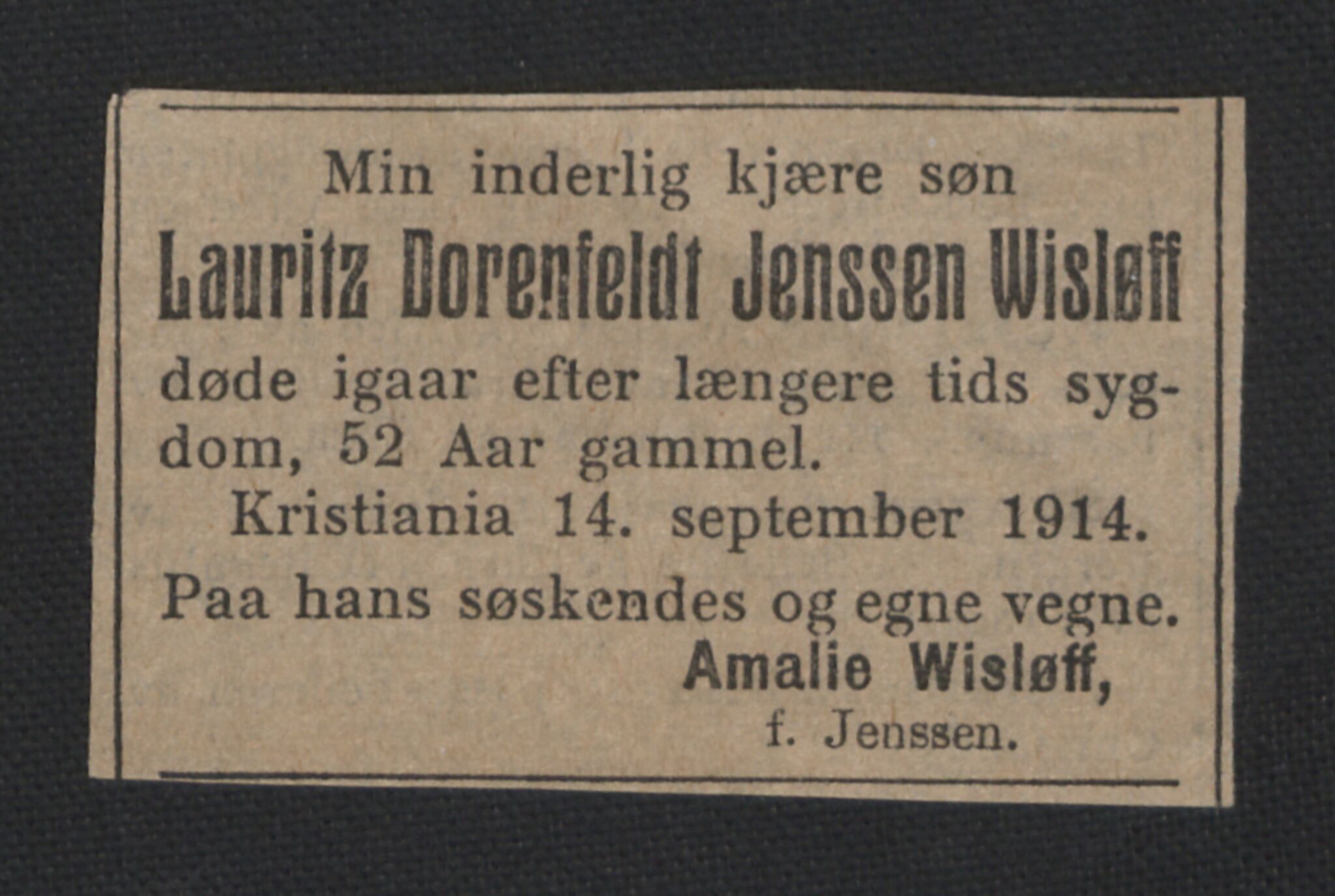 Wisløff-slekten, AV/RA-PA-0865/G/L0005: Familiebrev, 1820-1896, p. 95