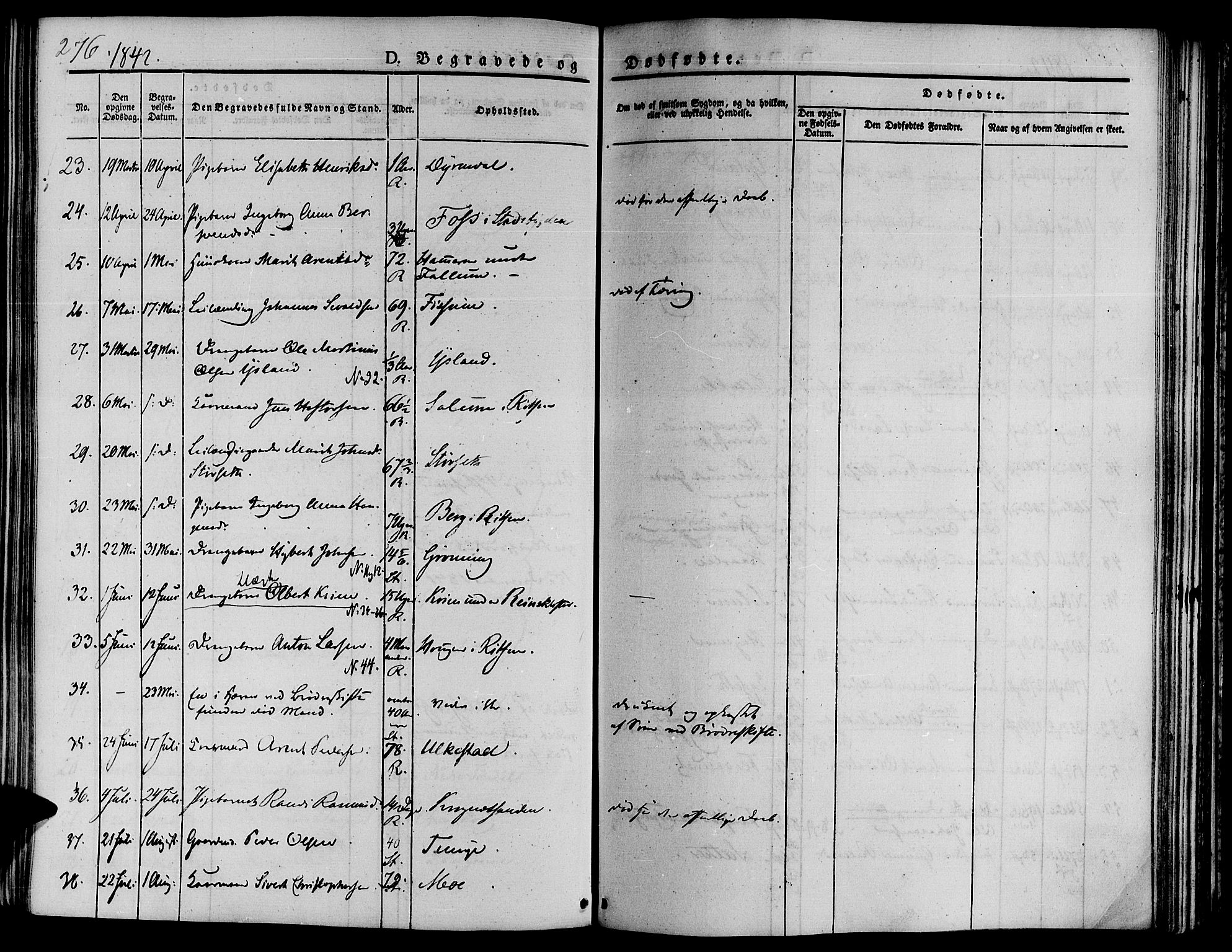 Ministerialprotokoller, klokkerbøker og fødselsregistre - Sør-Trøndelag, AV/SAT-A-1456/646/L0610: Parish register (official) no. 646A08, 1837-1847, p. 276