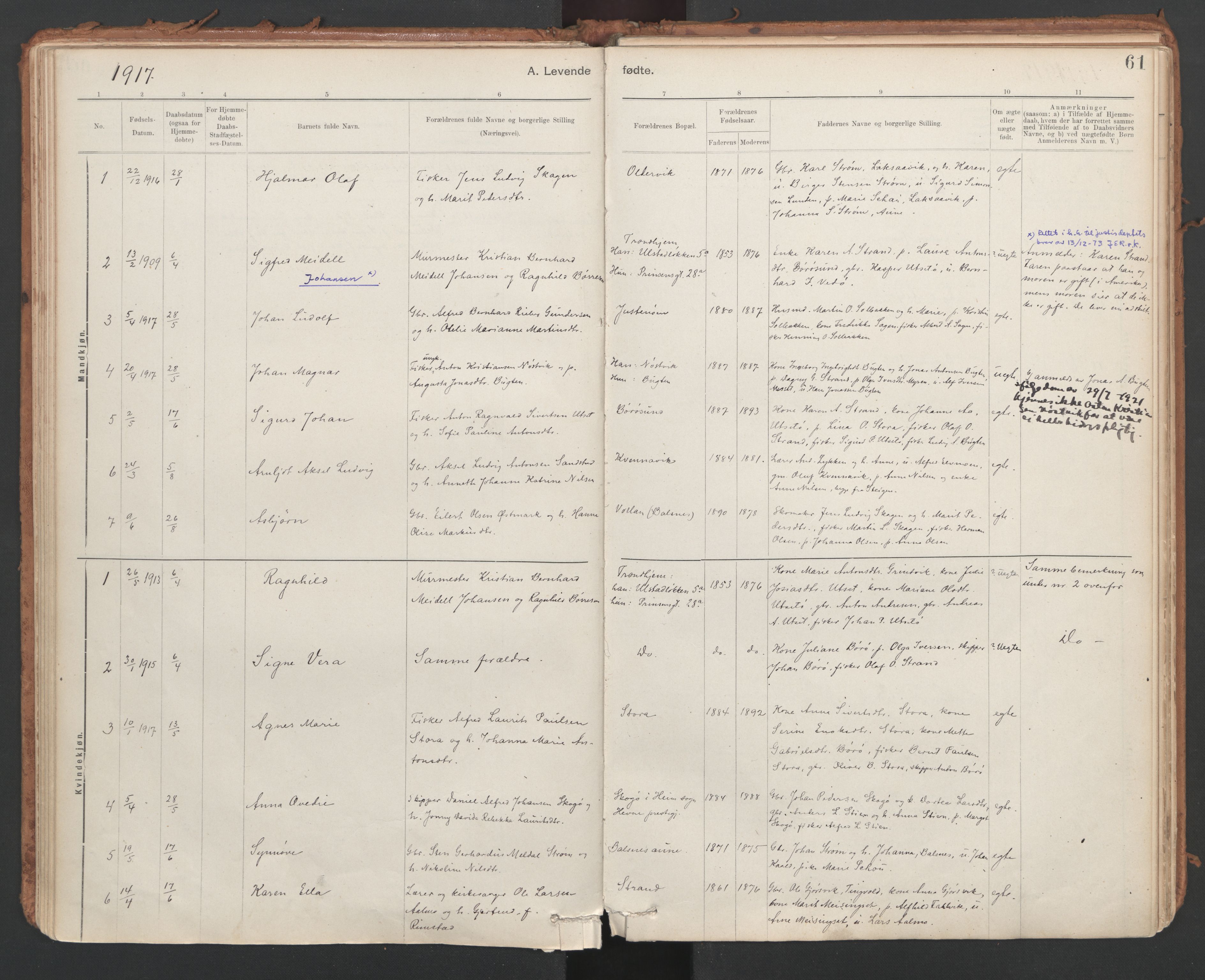 Ministerialprotokoller, klokkerbøker og fødselsregistre - Sør-Trøndelag, SAT/A-1456/639/L0572: Parish register (official) no. 639A01, 1890-1920, p. 61